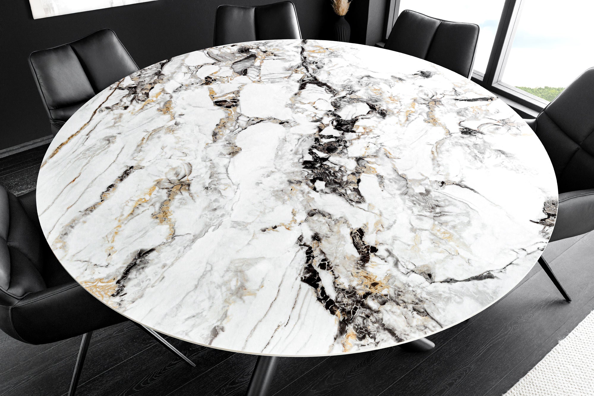 Invicta Masă dining SPIN - 150cm | Marmură, Alb