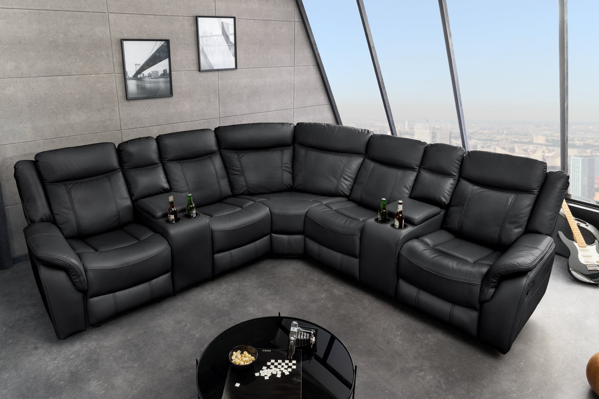 Invicta Fotoliu HOLLYWOD - 5 Locuri | Negru | 270x105x270 cm