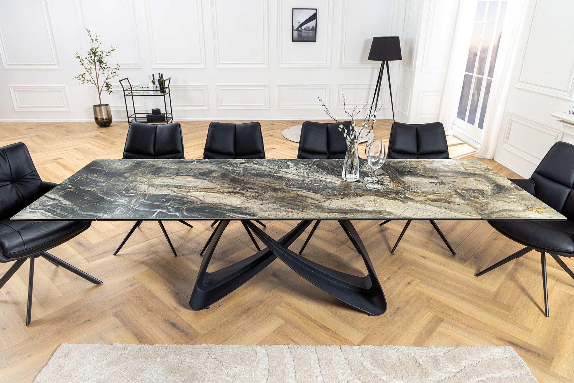Invicta Masă dining INFINITY - 260cm | Marmură, Sticlă, Roșu | 260x76x90 cm