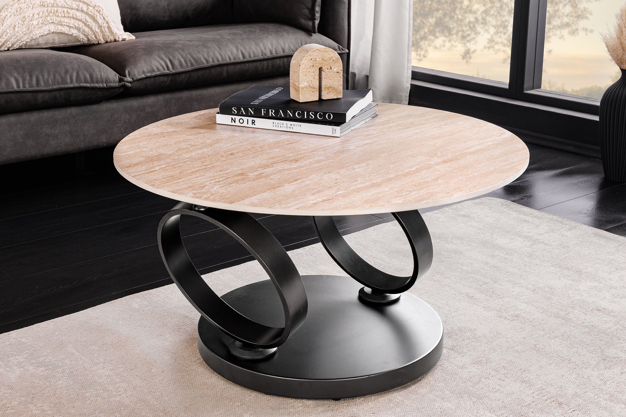 Invicta Masă cafea DANCING RINGS - 135cm | Natural | 135x44x80 cm