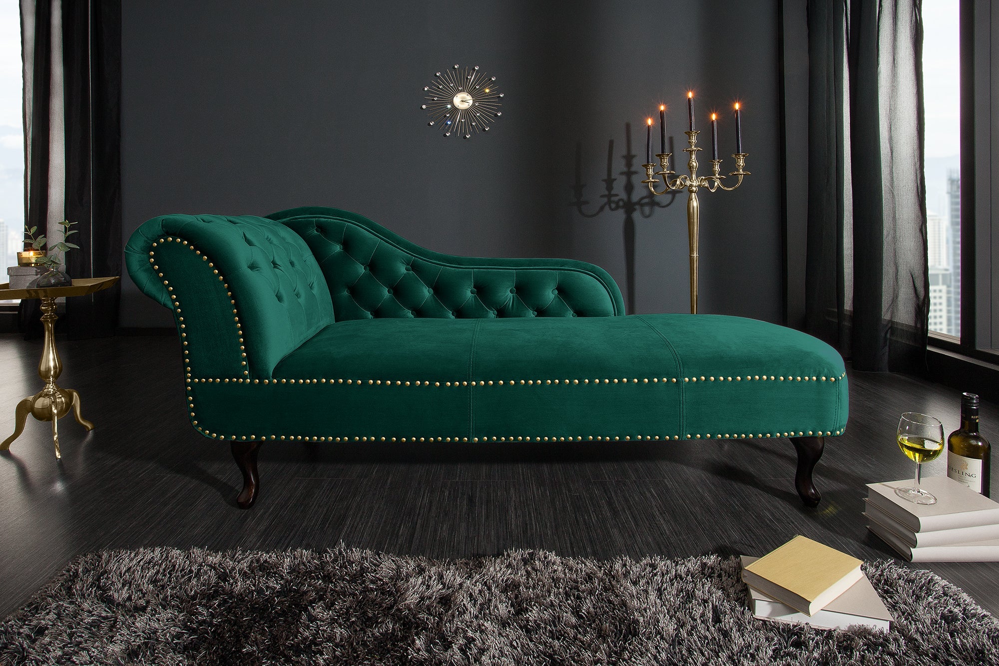 Invicta Mobilier CHESTERFIELD - 170cm | Catifea, Verde | 170x73x60 cm