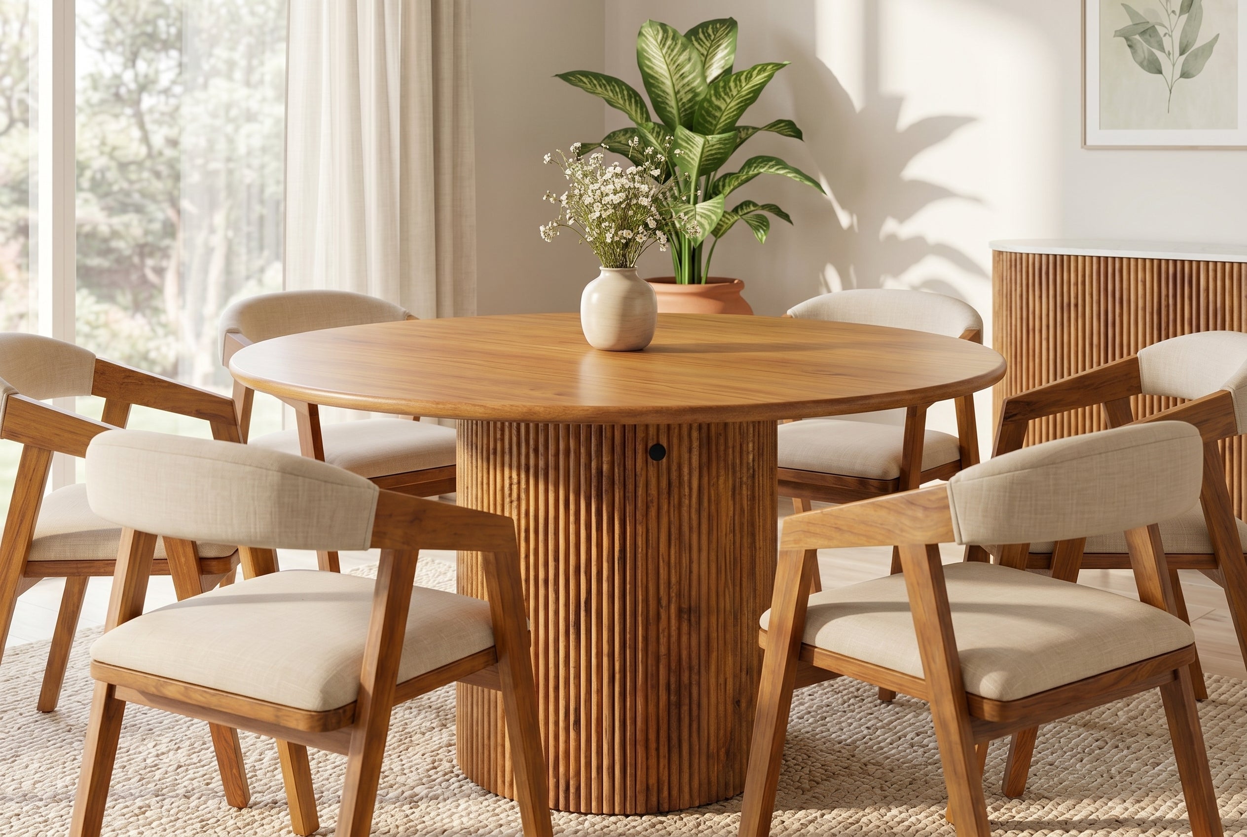 Invicta Masă dining TRES CHIC - 120cm | Mango, Maro | 120x76x120 cm