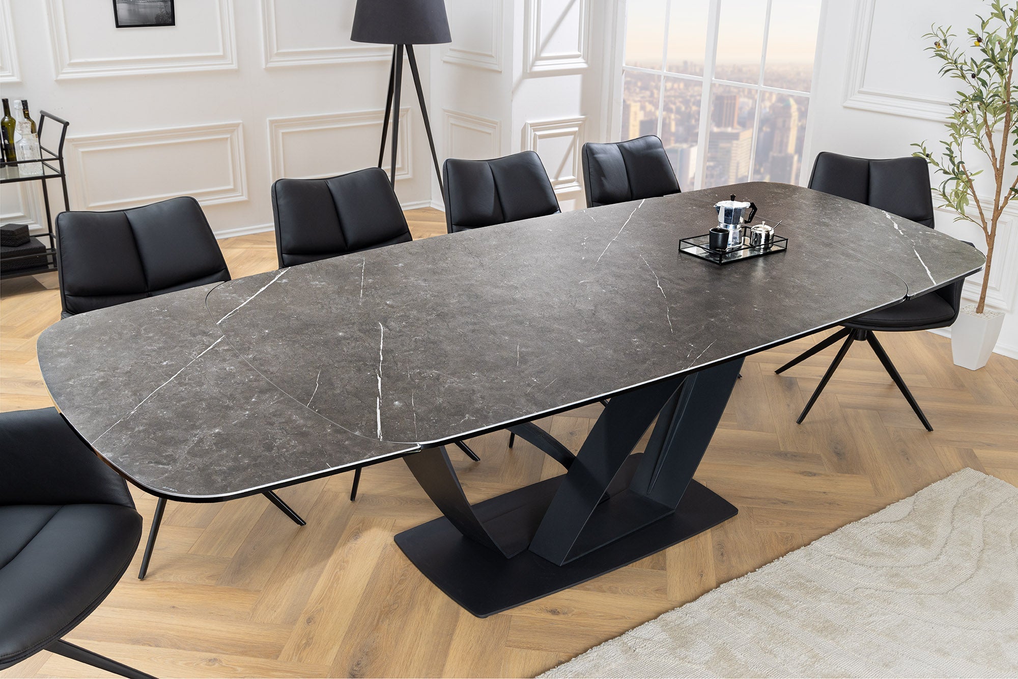 Invicta Masă dining PAPILLON - 260cm | Marmură, Sticlă, Roșu | 260x76x95 cm