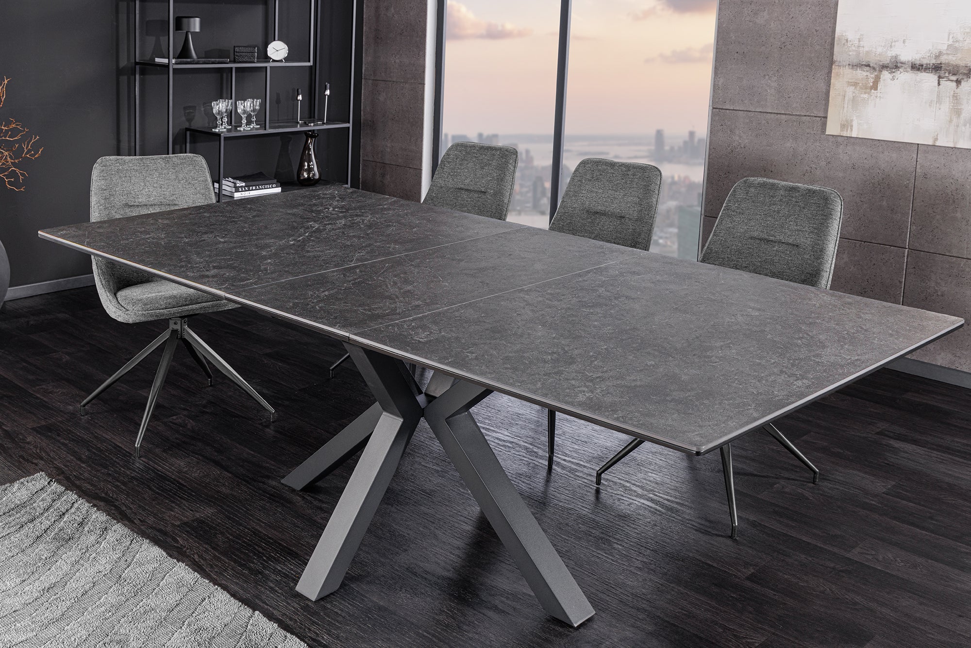 Invicta Masă dining ETERNITY - 200cm | Sticlă, Gri