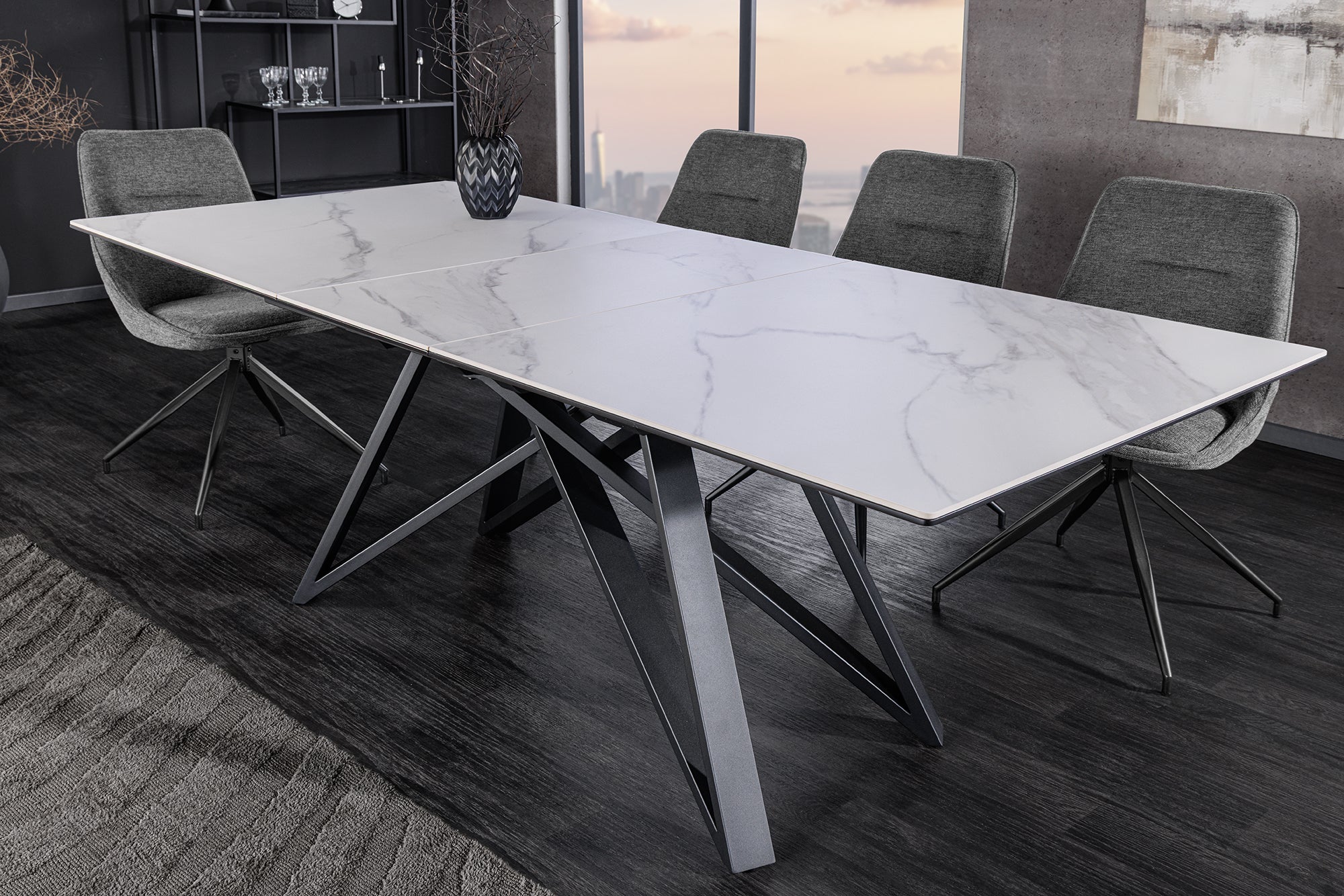 Invicta Masă dining ATLAS - 200cm | Marmură, Sticlă, Alb