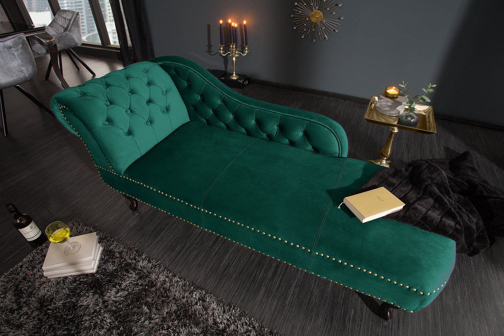 Invicta Mobilier CHESTERFIELD - 170cm | Catifea, Verde | 170x73x60 cm