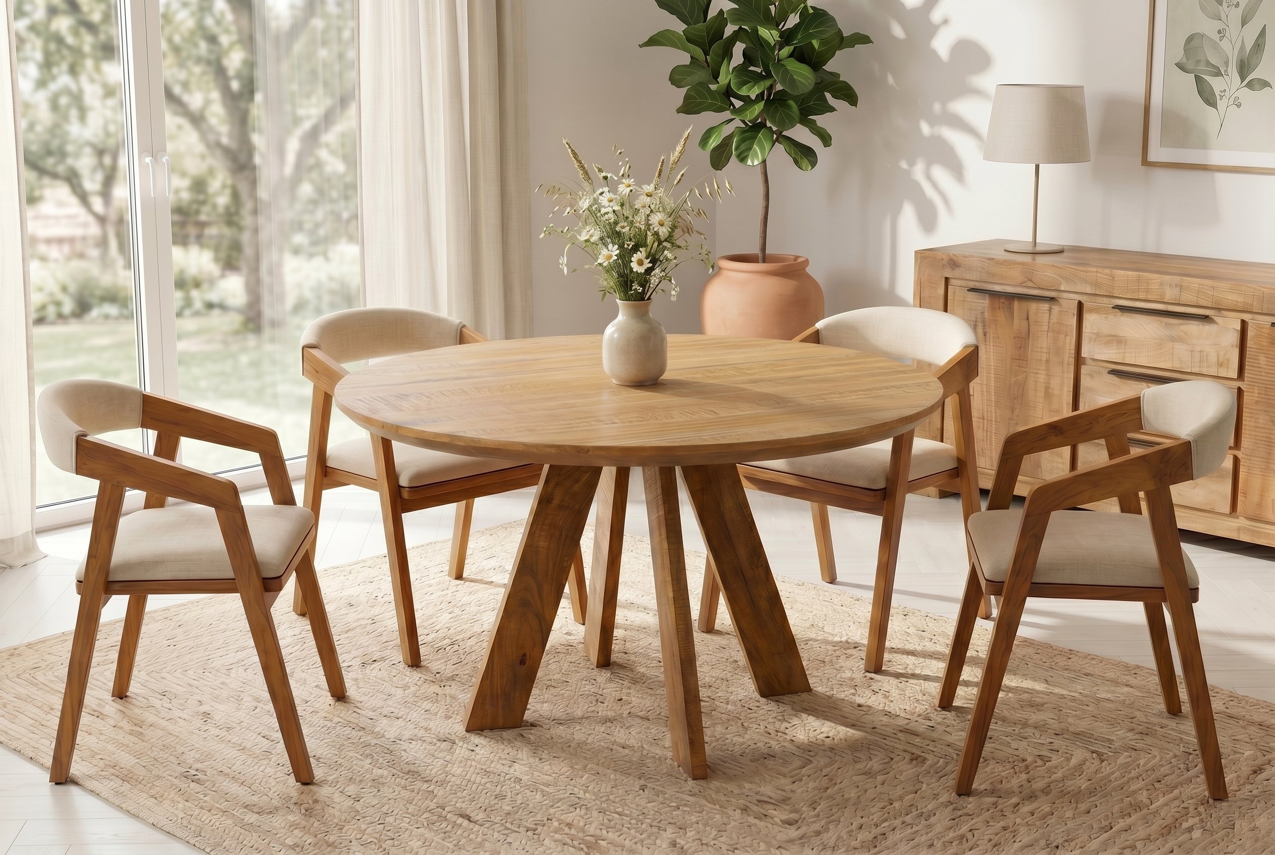 Invicta Masă dining ART WOOD - 120cm | Mango, Maro | 120x76x120 cm