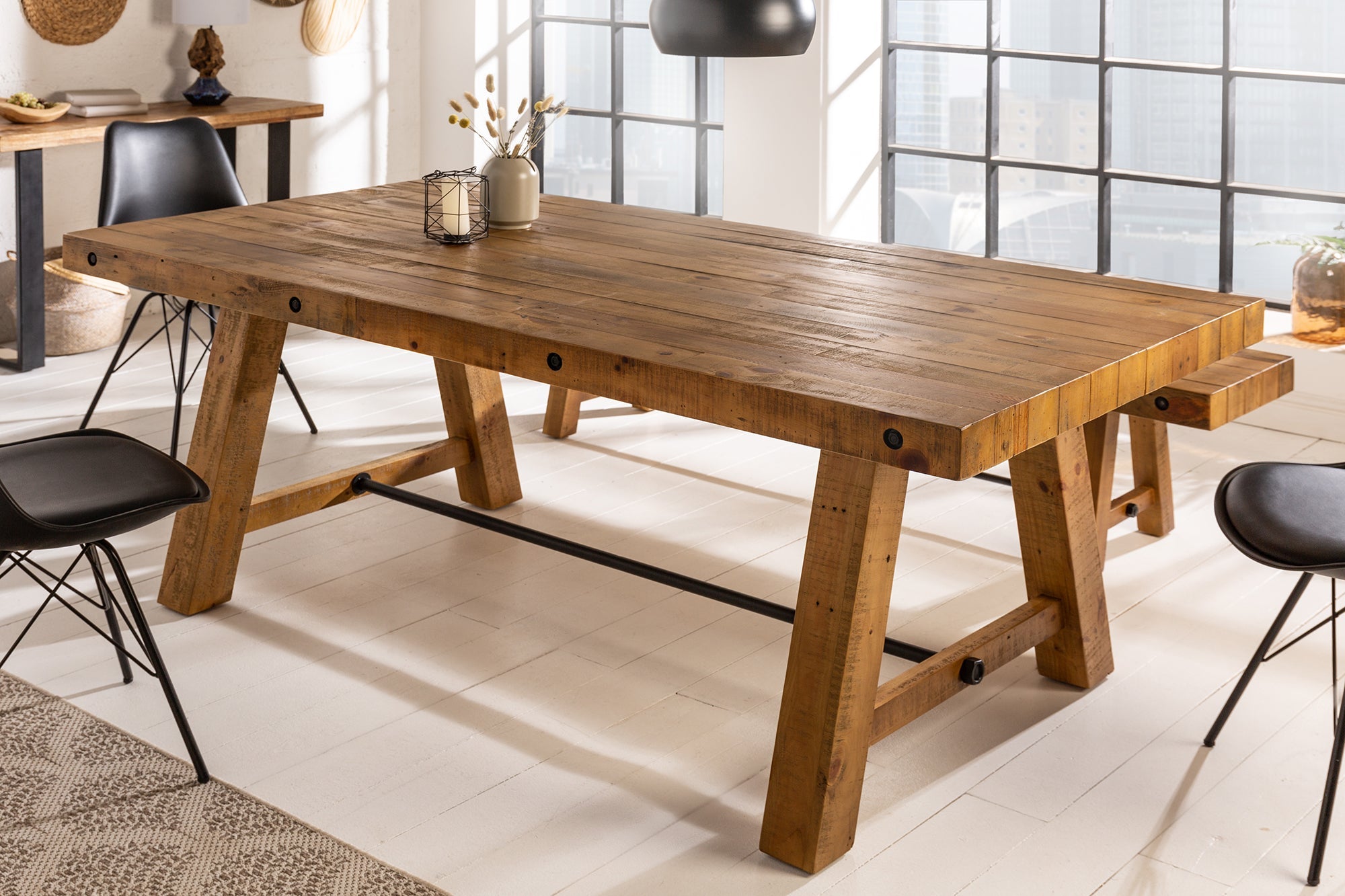 Invicta Masă dining FINCA - 200cm | Pin, Maro | 200x76x100 cm