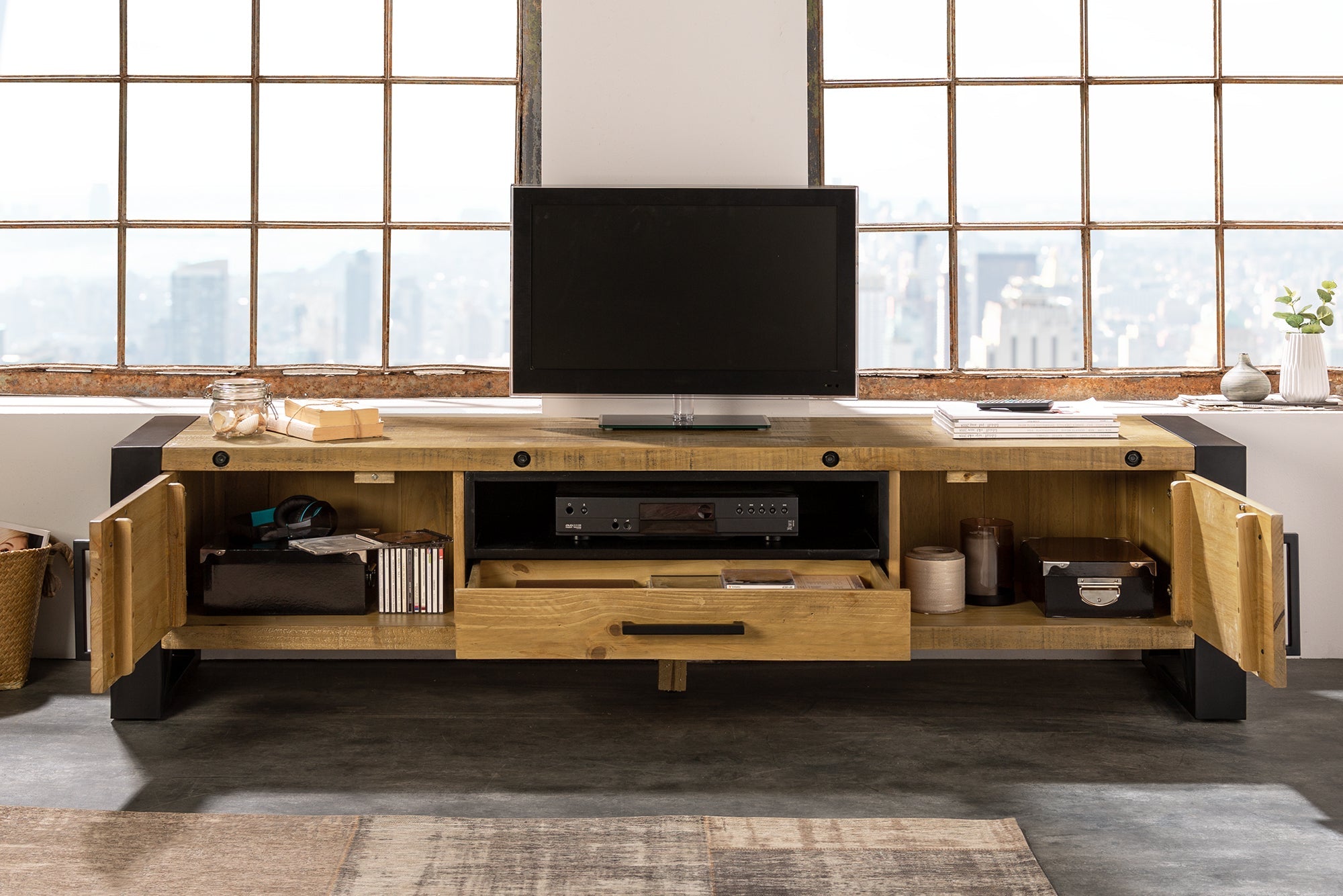 Invicta Comodă TV TV - 200cm | Pin, Natural | 200x50x45 cm