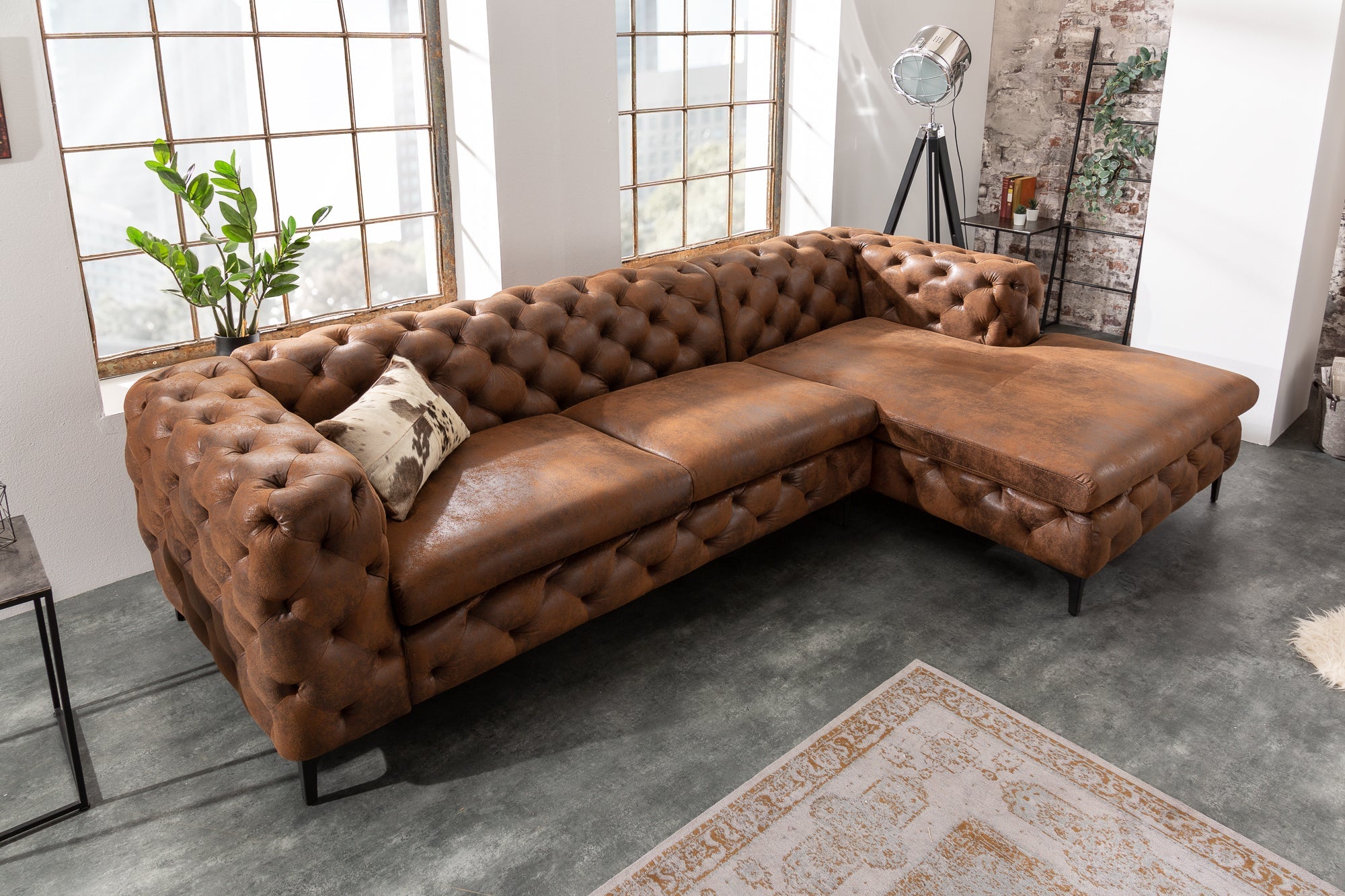 Invicta Canapea MODERN BAROCK - 275cm | Microfibră, Maro | 275x72x160 cm