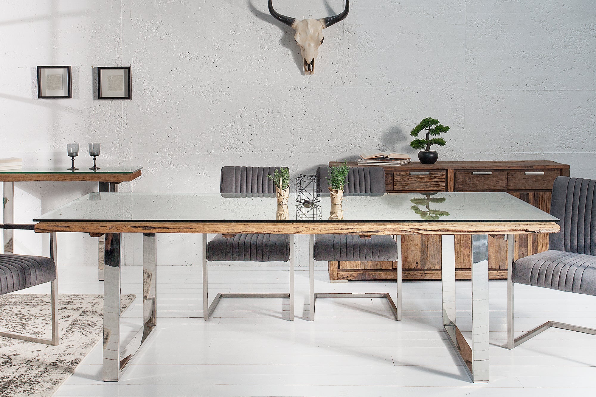 Invicta Masă dining EUPHORIA BARRACUDA - 200cm | Sticlă | 200x75x100 cm