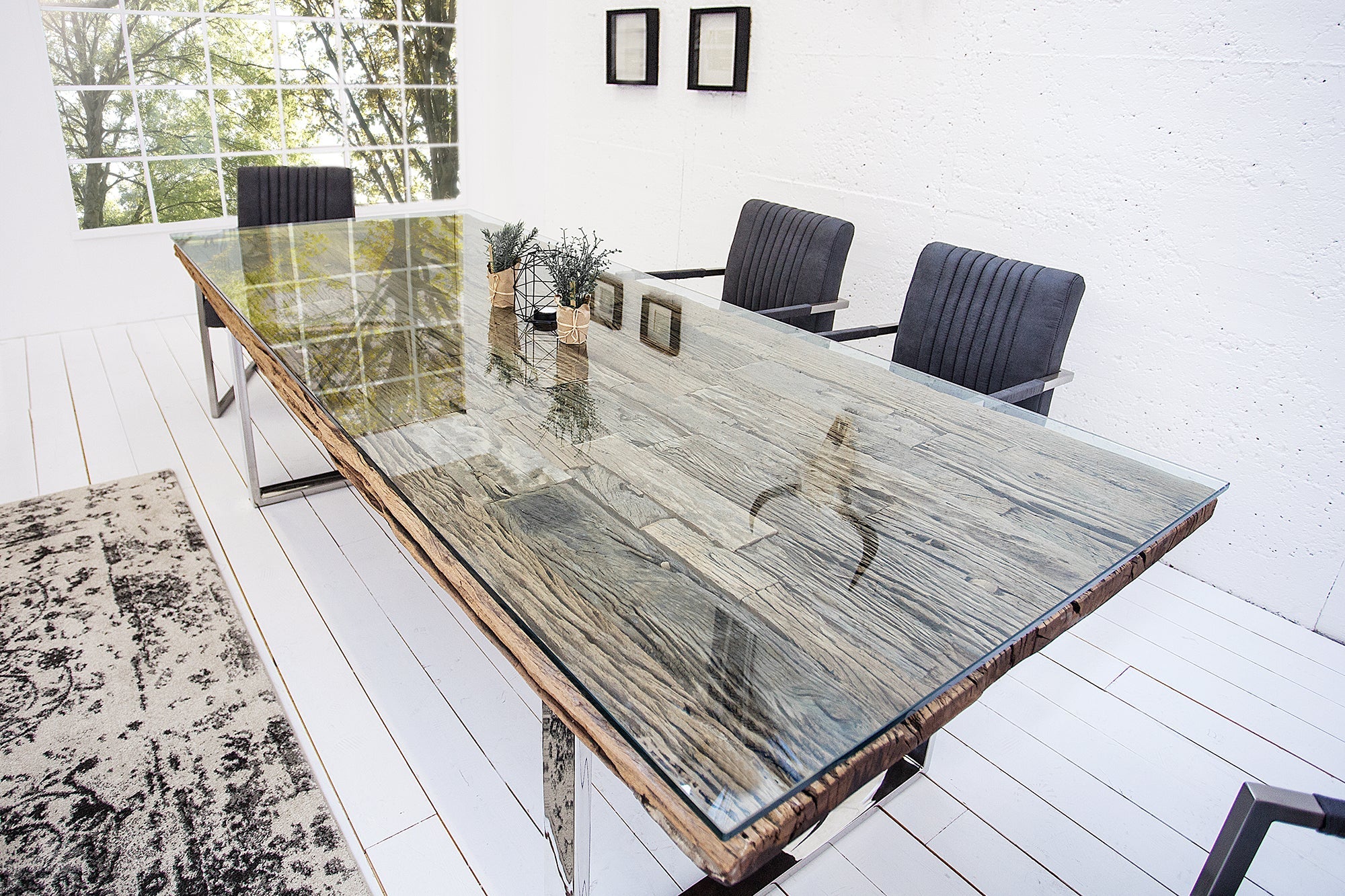 Invicta Masă dining EUPHORIA BARRACUDA - 200cm | Sticlă | 200x75x100 cm