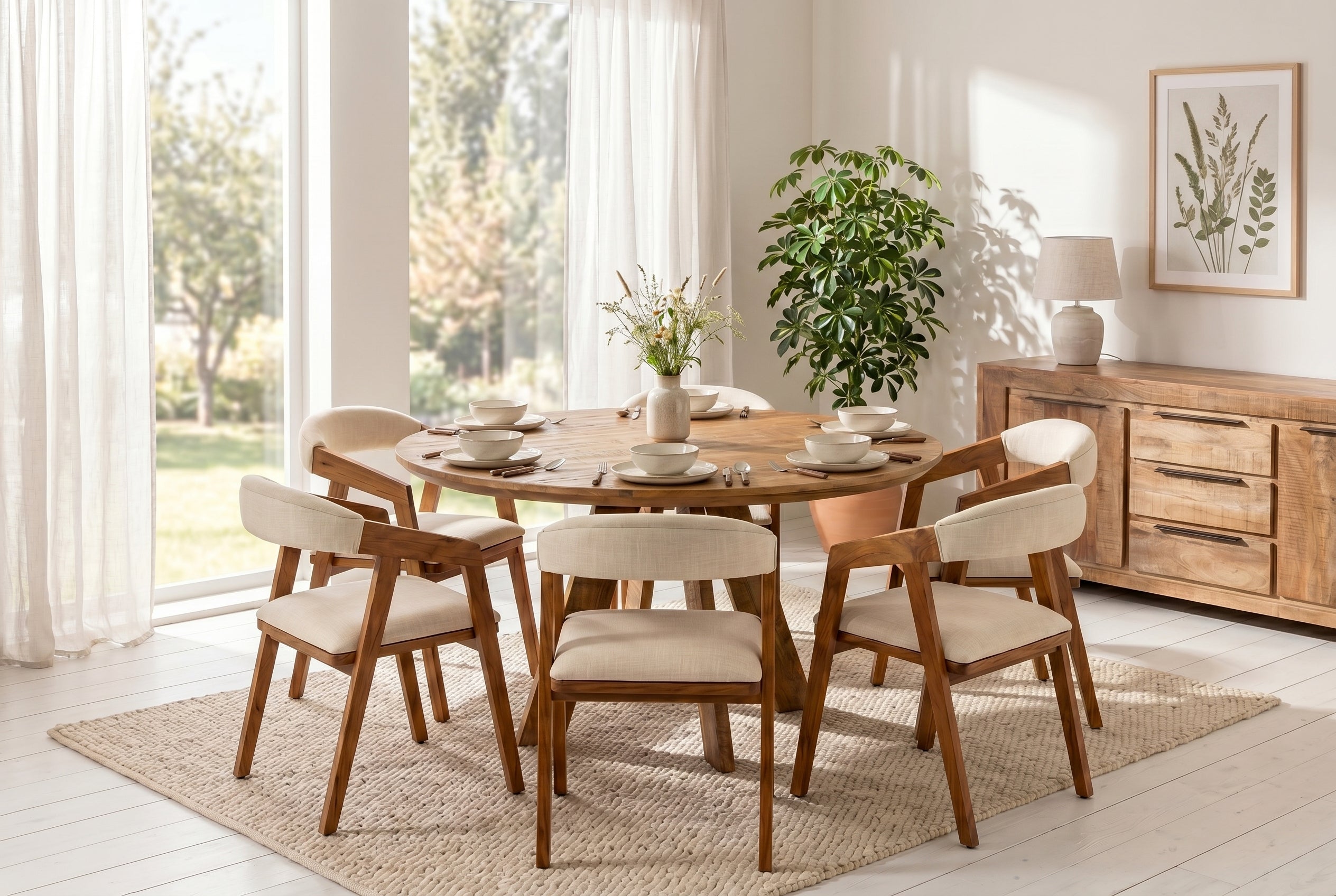 Invicta Masă dining ART WOOD - 140cm | Mango, Maro | 140x76x140 cm