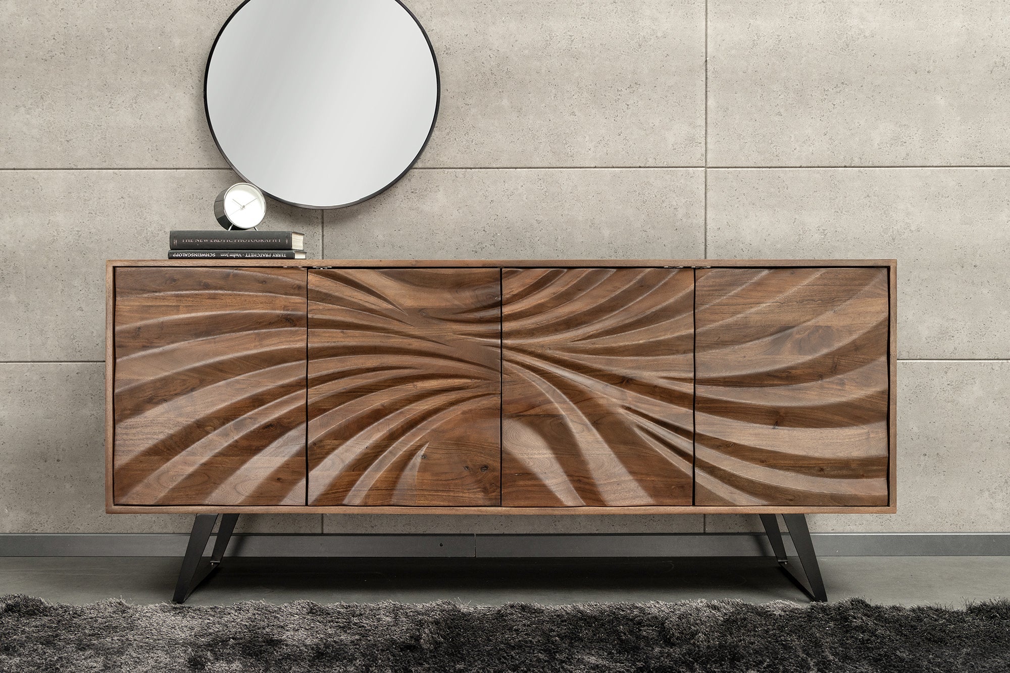 Invicta Comodă HURRICANE - 175cm | Acacia, Maro | 175x76x40 cm
