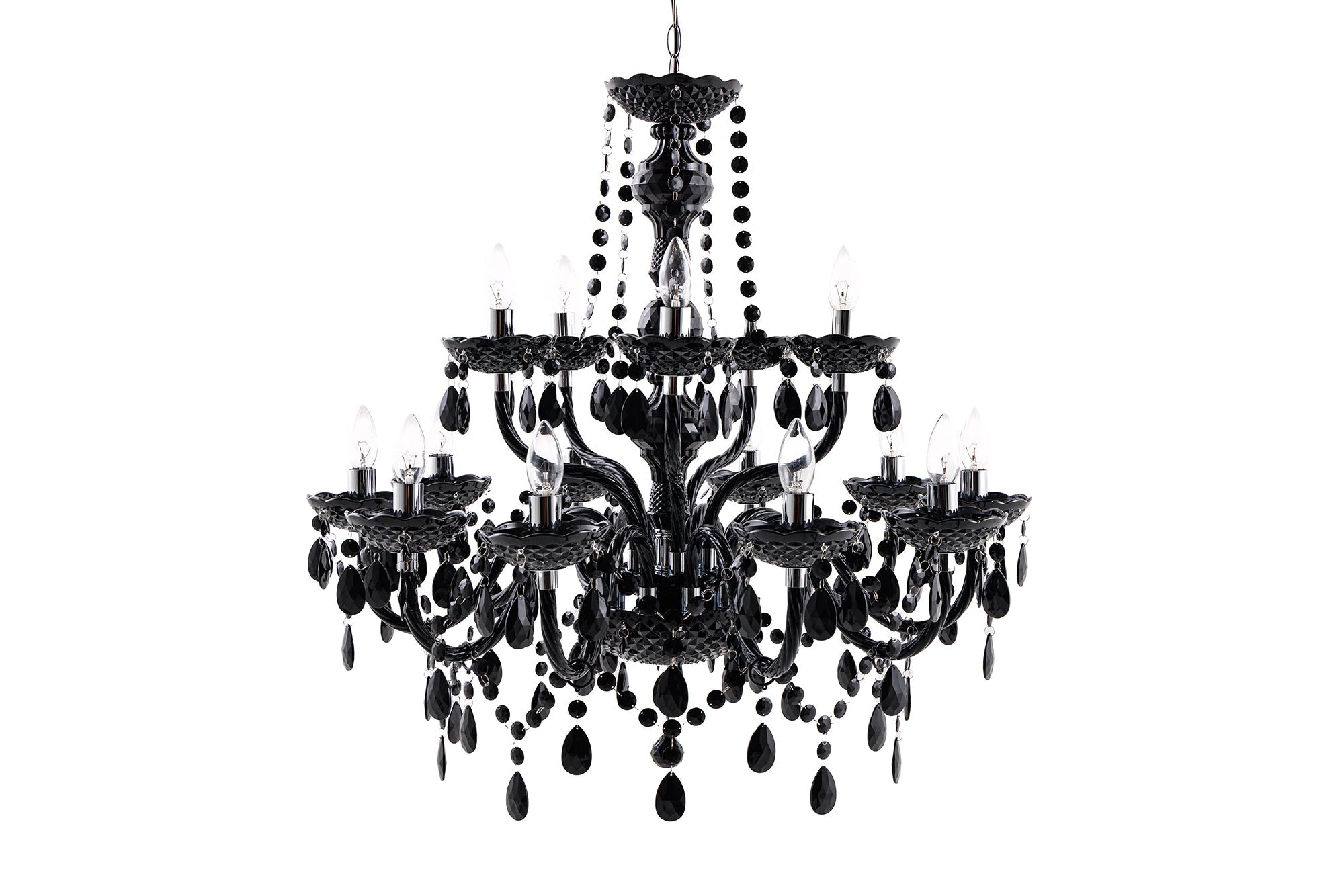 Candelabru DIAMONDS 15 brațe, acril negru