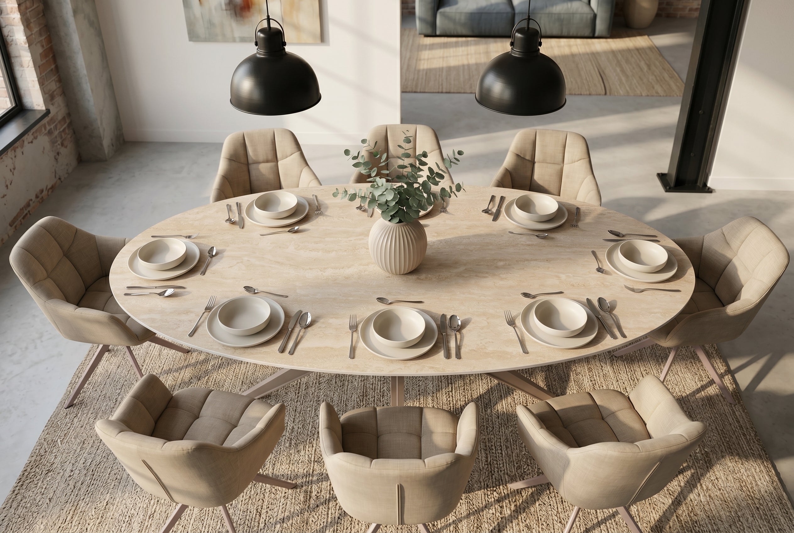 Invicta Masă dining TRAVERTIN - 220cm | 220x75.5x110 cm