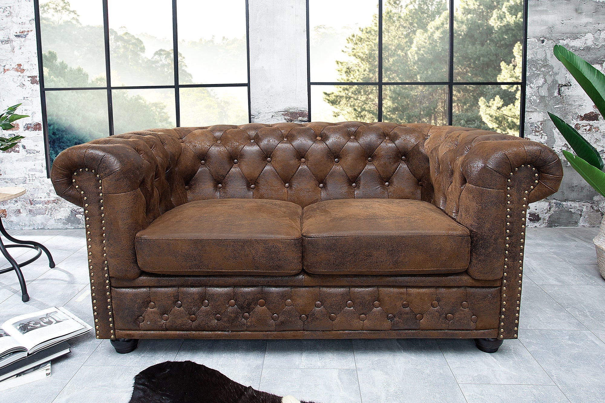 Invicta Canapea CHESTERFIELD - 2 Locuri | Maro | 150x75x85 cm