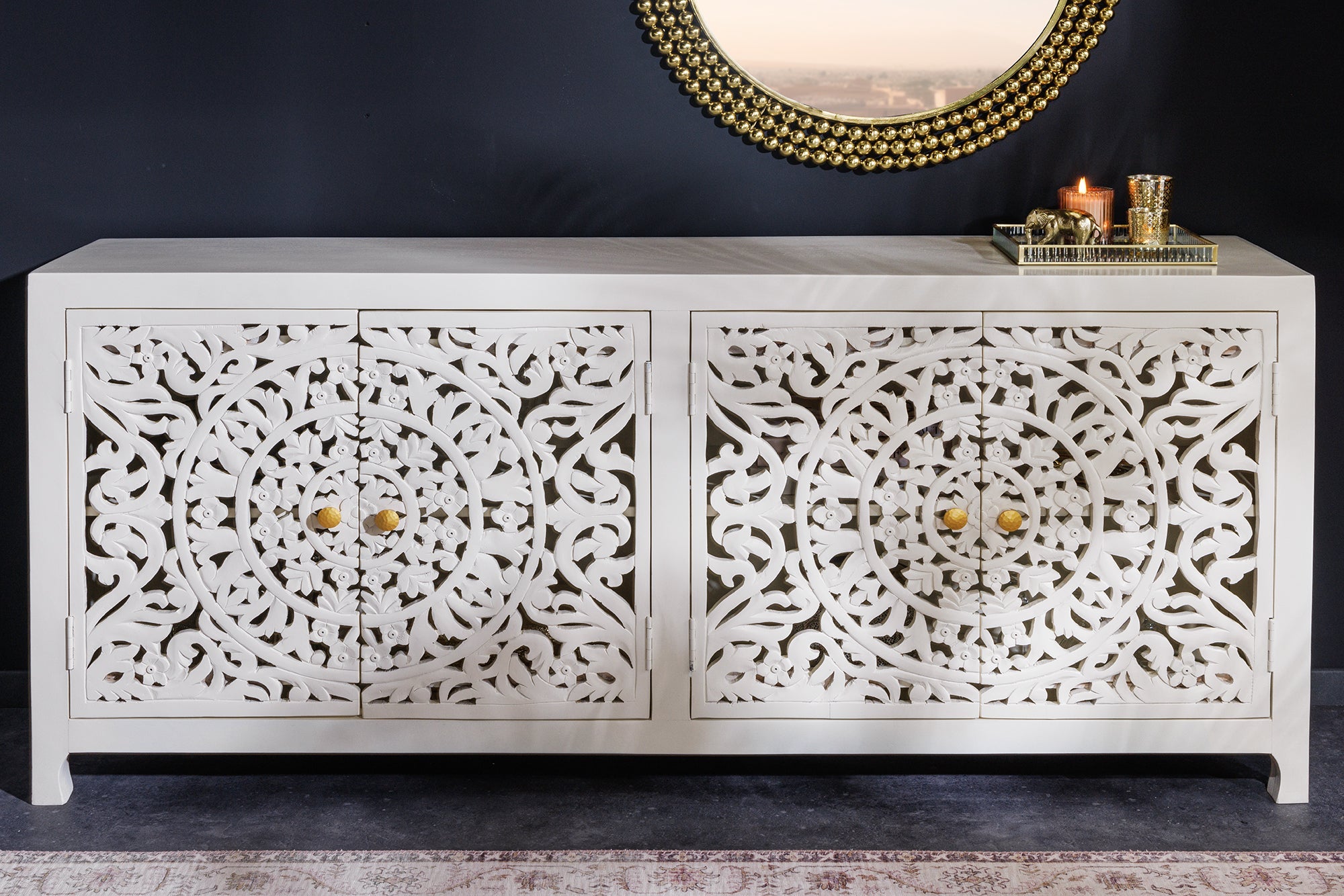 Invicta Comodă MARRAKECH - 170cm | Mango, Alb | 170x78x38 cm