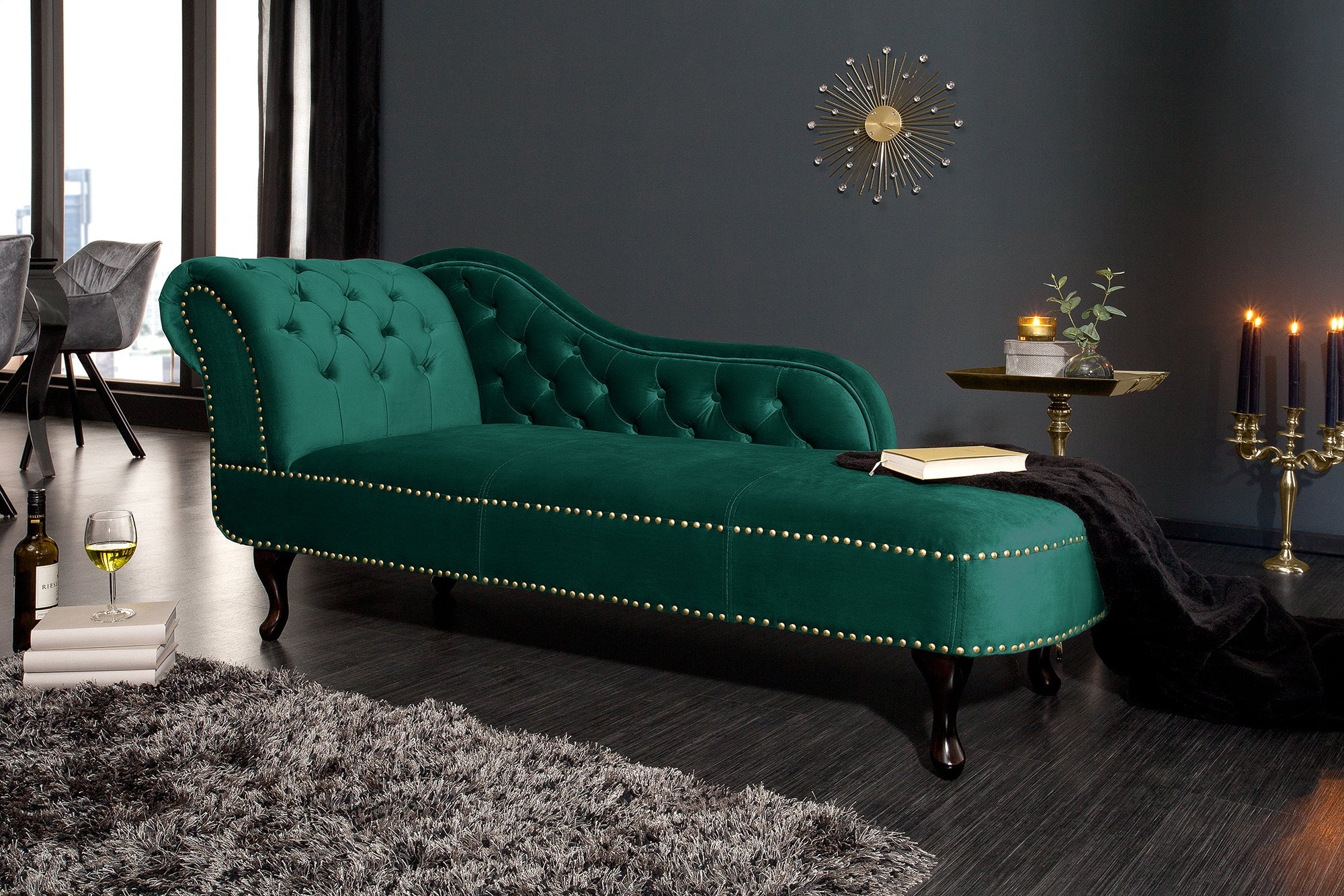 Invicta Mobilier CHESTERFIELD - 170cm | Catifea, Verde | 170x73x60 cm