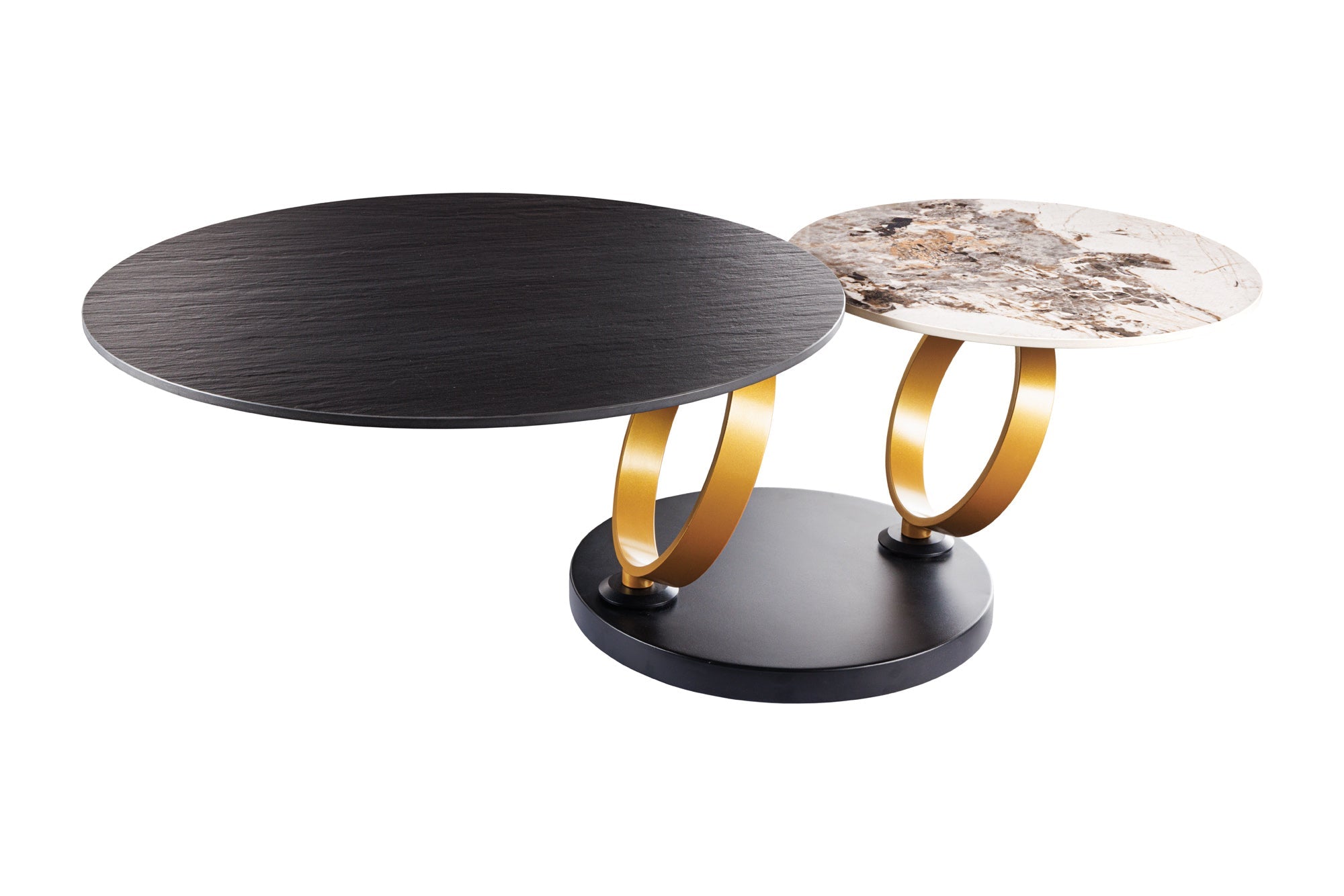 Invicta Masă cafea DANCING RINGS - 135cm | Negru | 135x44x80 cm