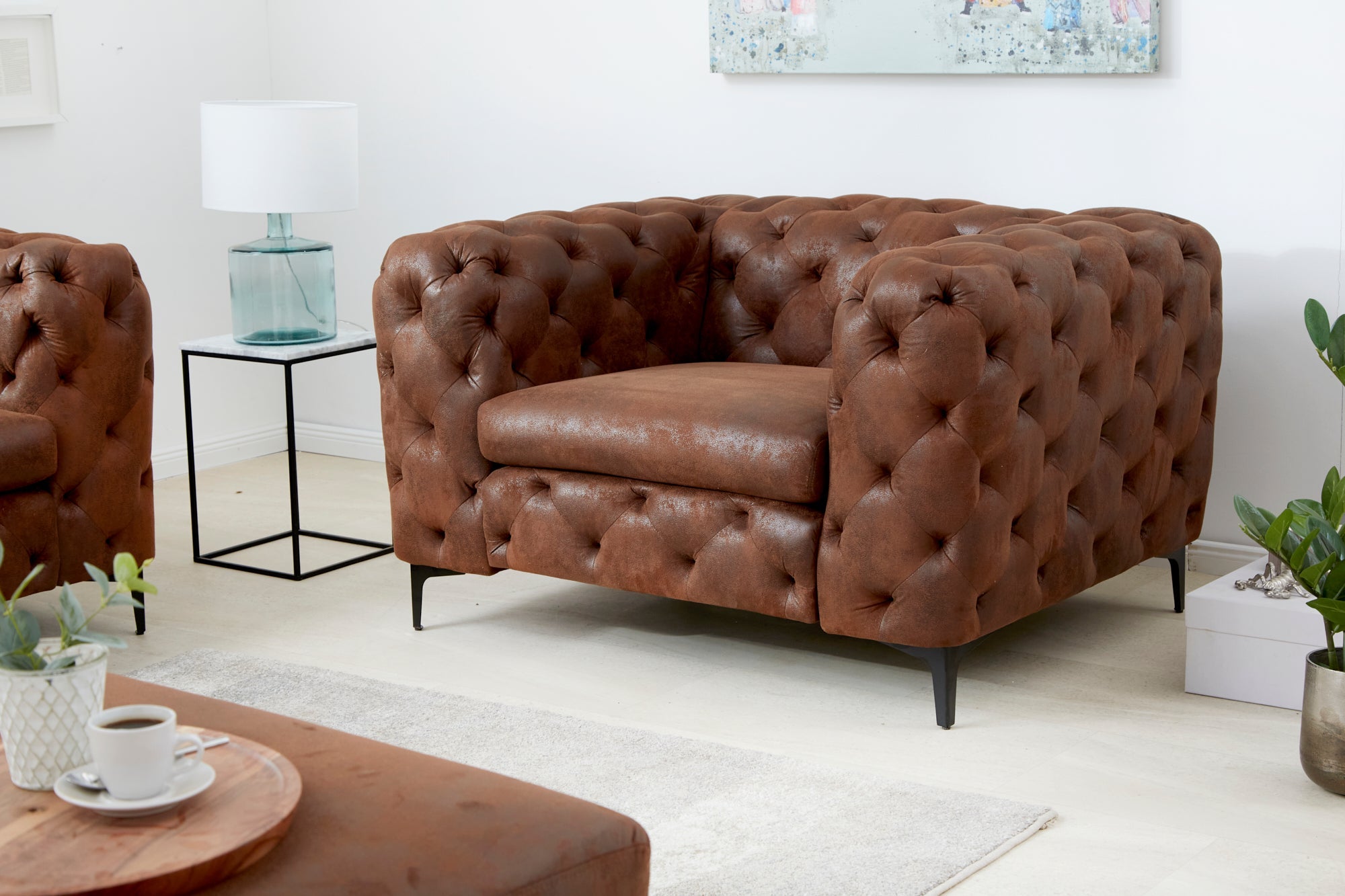 Invicta Fotoliu MODERN BAROCK - 120cm | Microfibră, Maro | 120x70x100 cm
