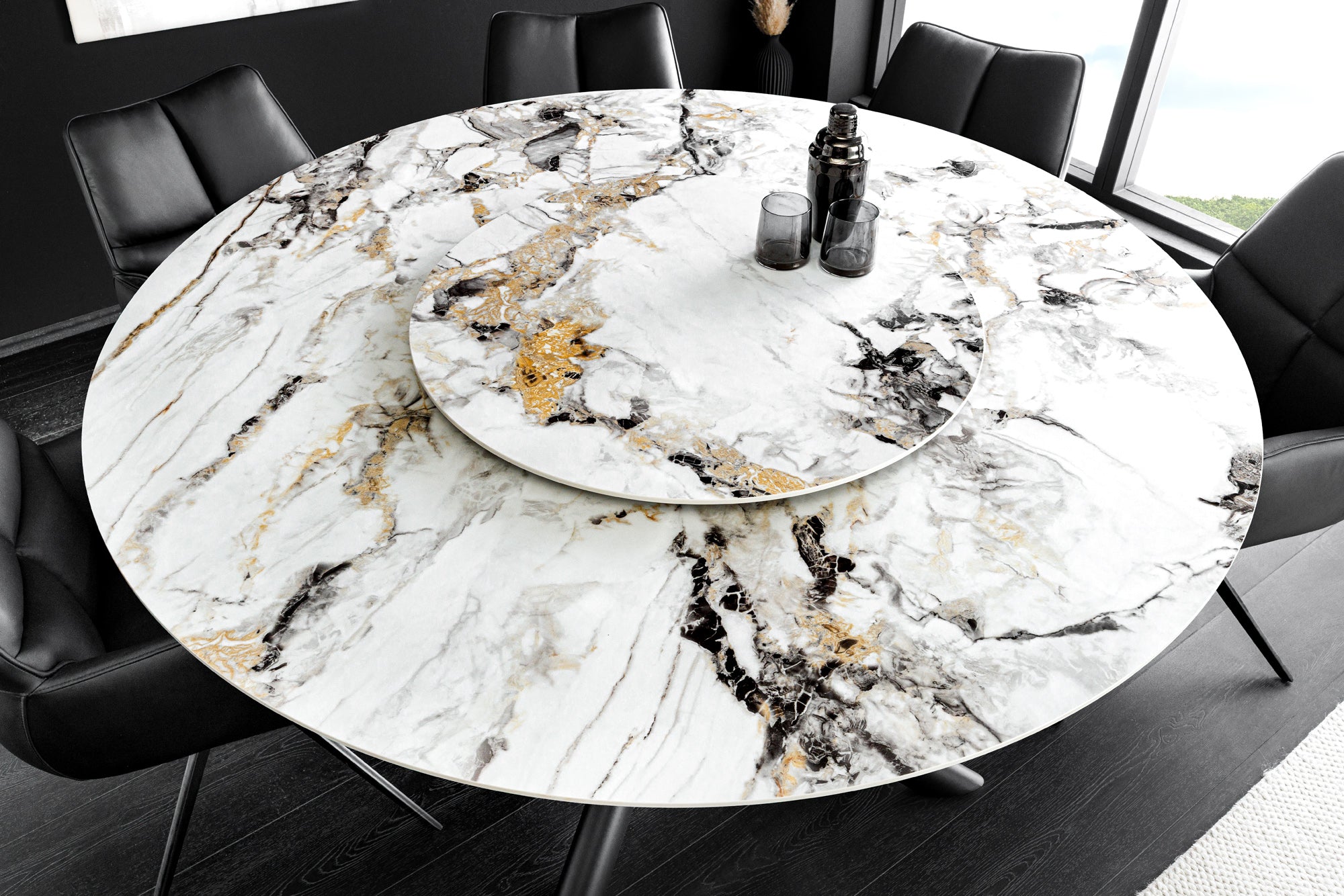 Invicta Masă dining SPIN - 150cm | Marmură, Alb