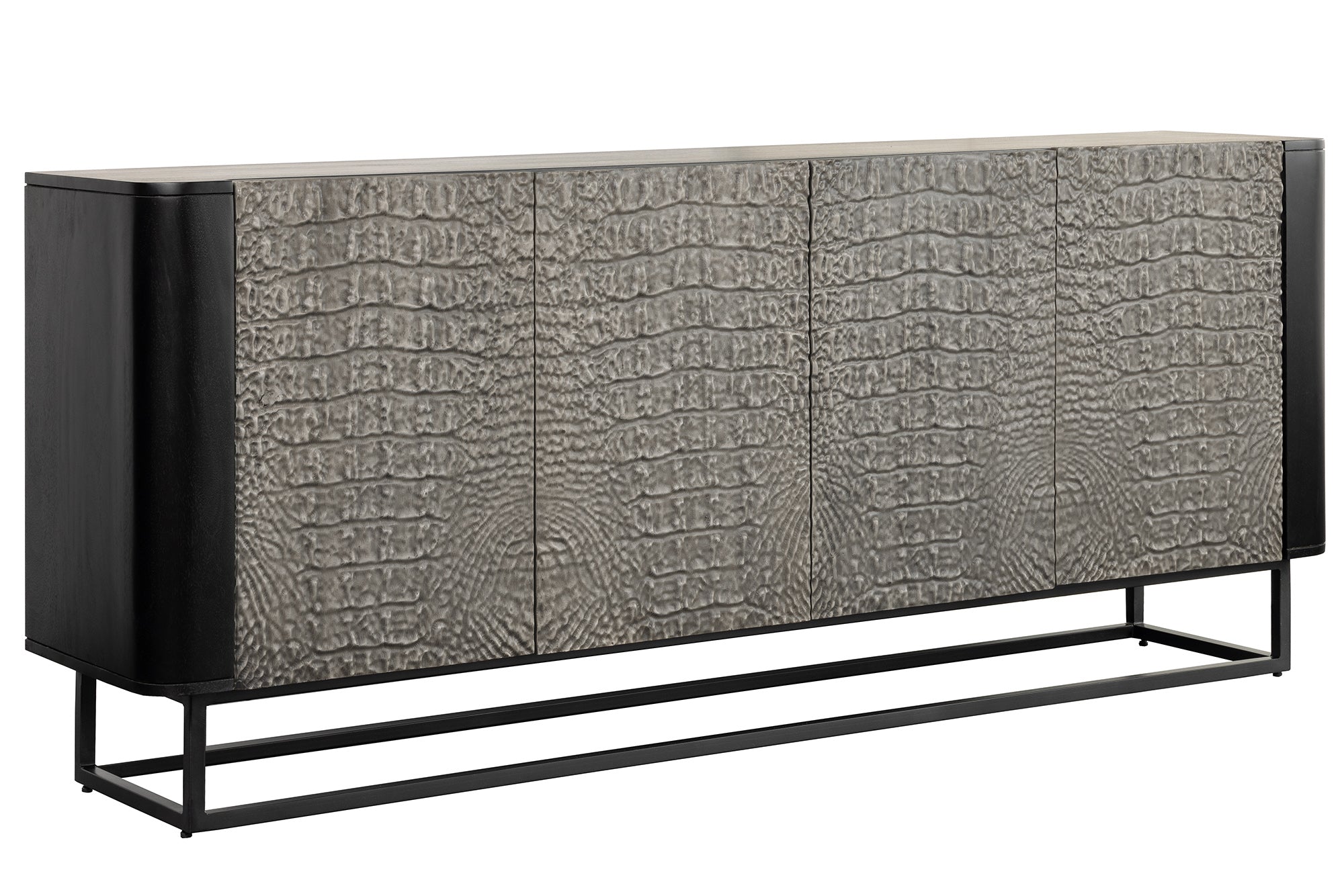 Invicta Comodă CROCO - 180cm | Mango, Negru | 177x75x38 cm