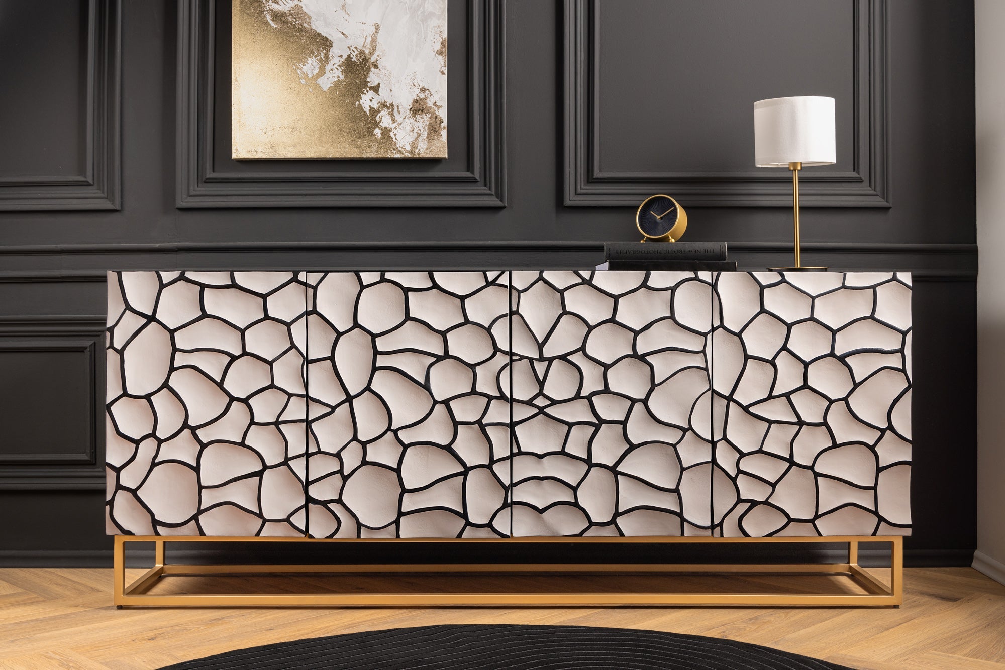 Invicta Comodă VULCANO - 180cm | Mango, Alb | 177x75x38 cm