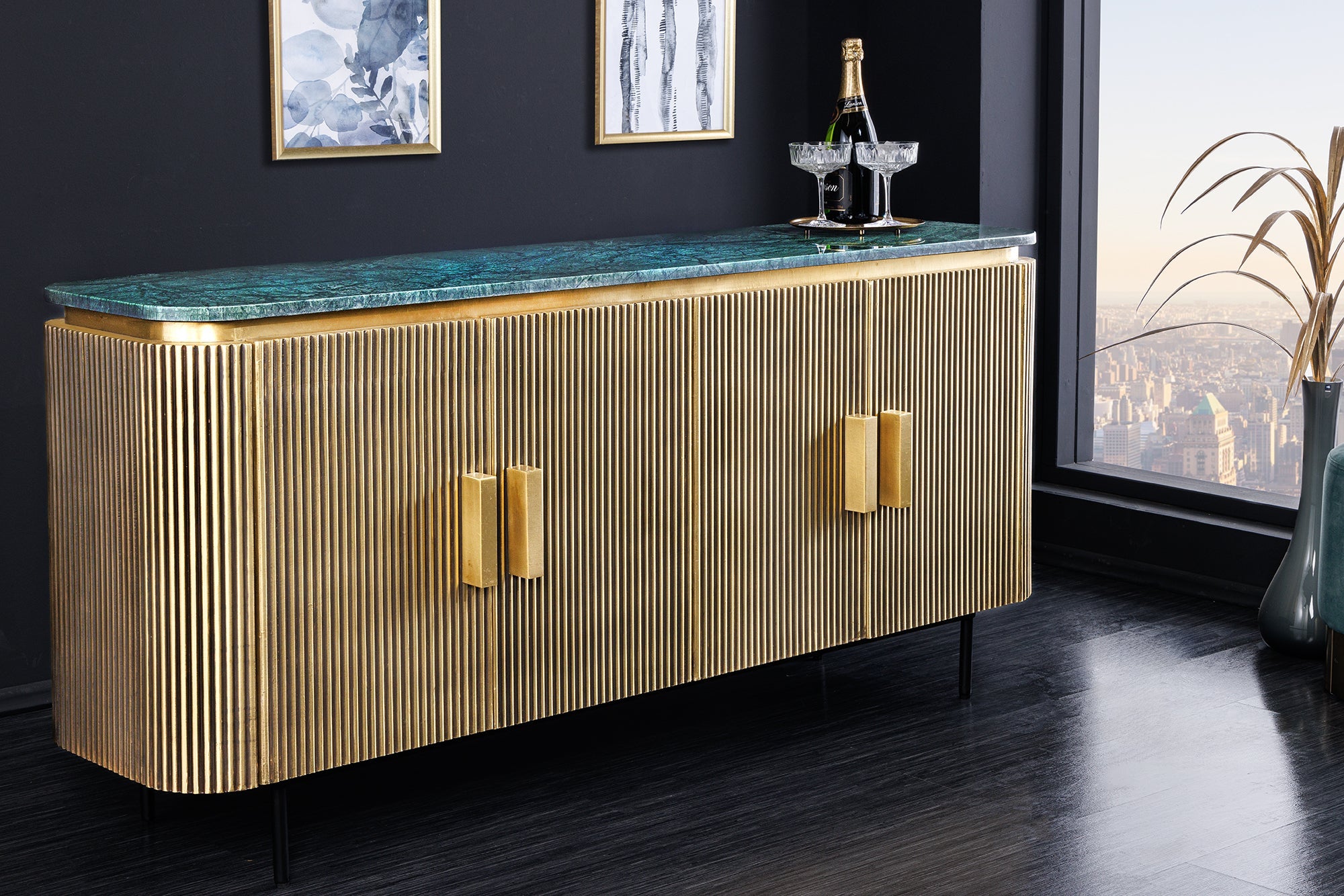 Invicta Comodă VENEZIANO - 160cm | Mango, Marmură | 160x79x40 cm