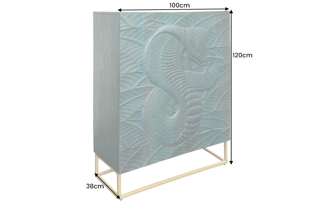 Invicta Vitrină înaltă SNAKE - 120cm | Mango, Turcoaz | 100x120x38 cm