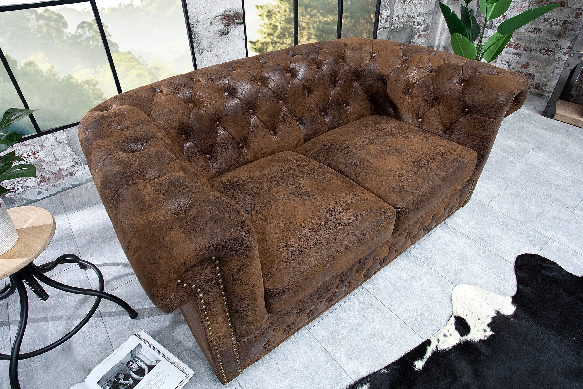 Invicta Canapea CHESTERFIELD - 2 Locuri | Maro | 150x75x85 cm
