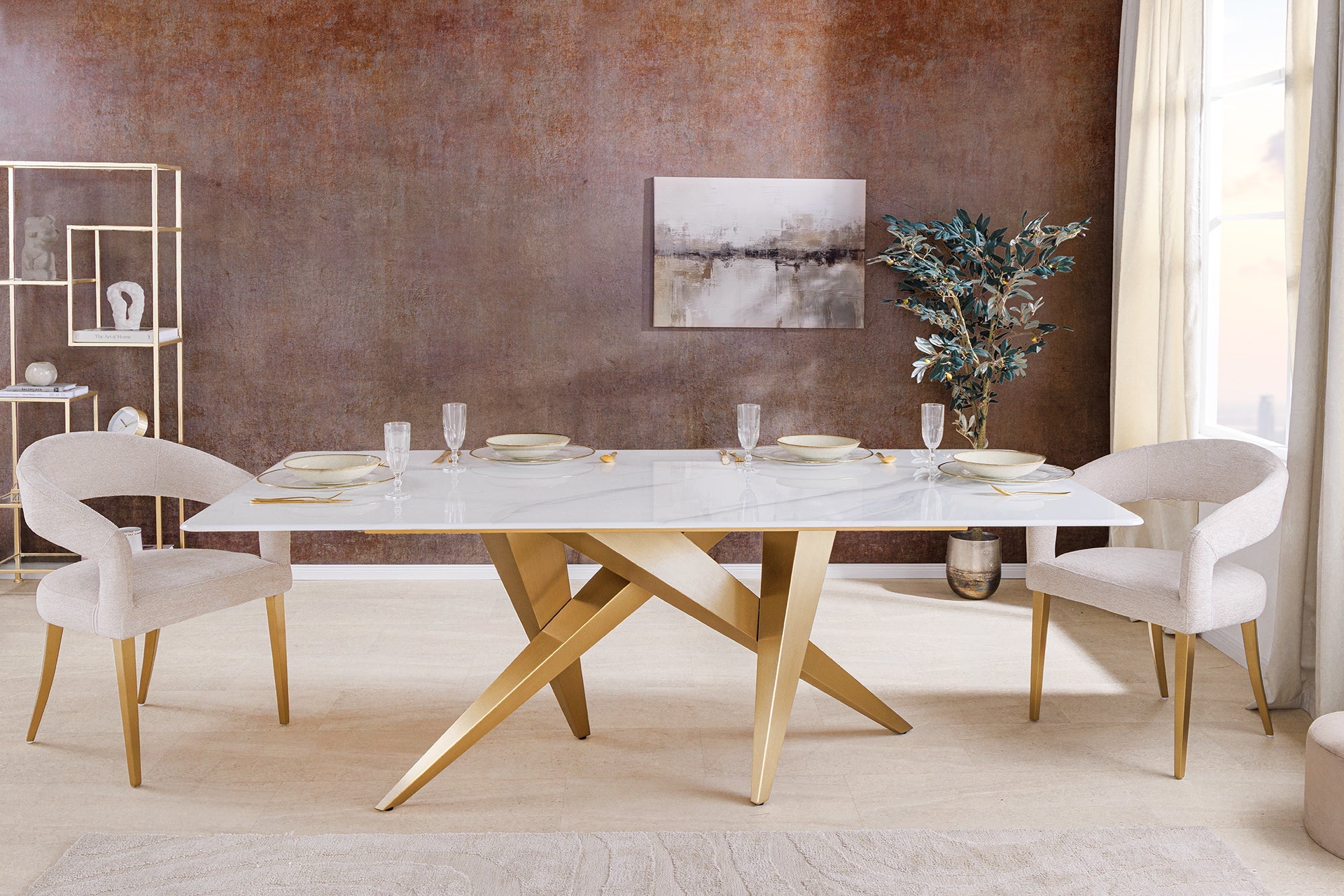 Invicta Masă dining ART LIVING - 200cm | Marmură, Alb | 200x75x100 cm