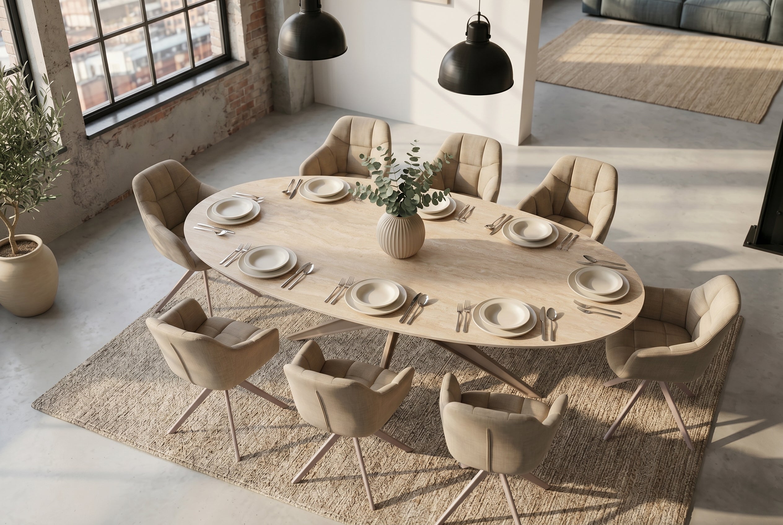 Invicta Masă dining TRAVERTIN - 220cm | 220x75.5x110 cm