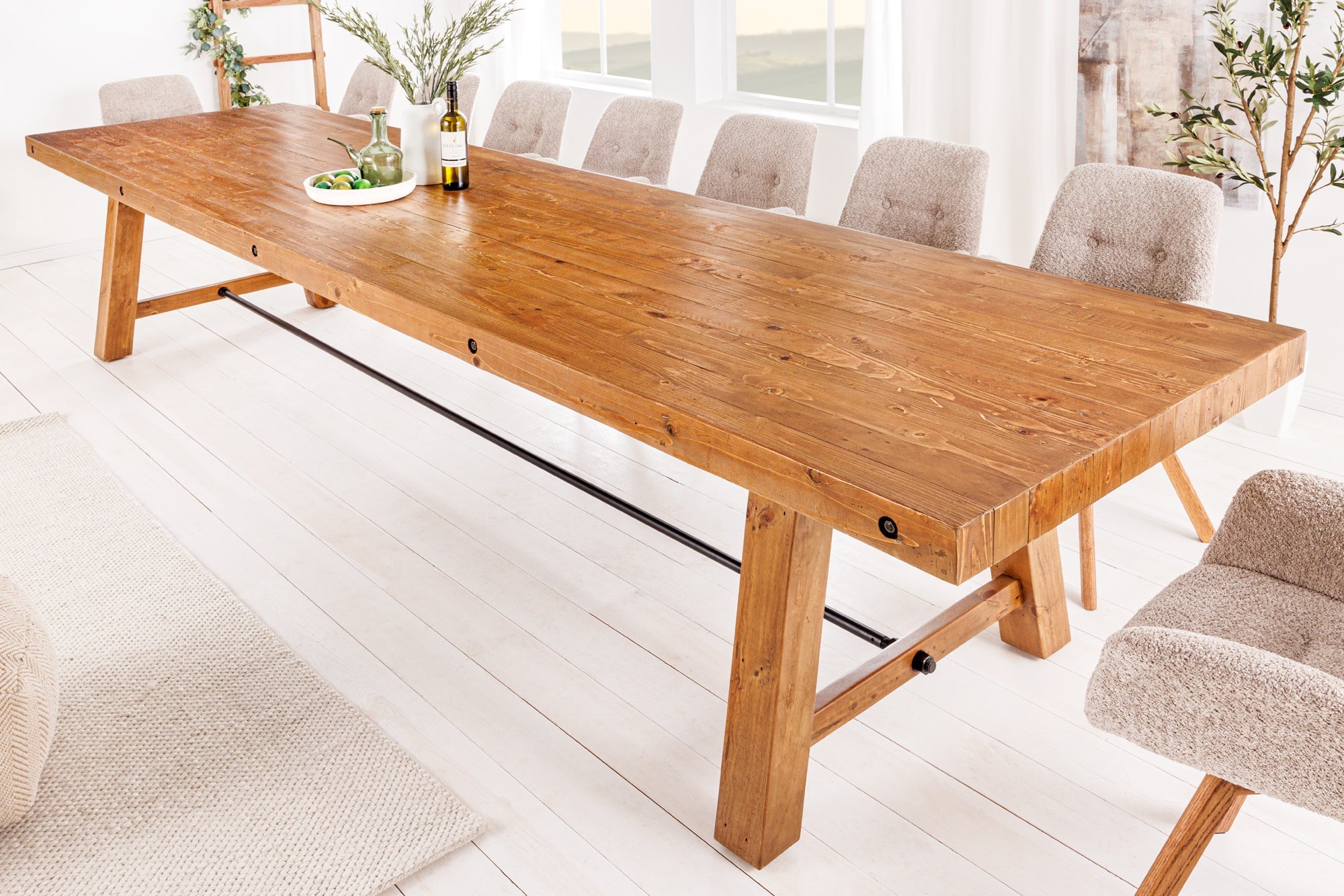 Invicta Masă dining FINCA - 300cm | Pin, Maro | 300x78x100 cm