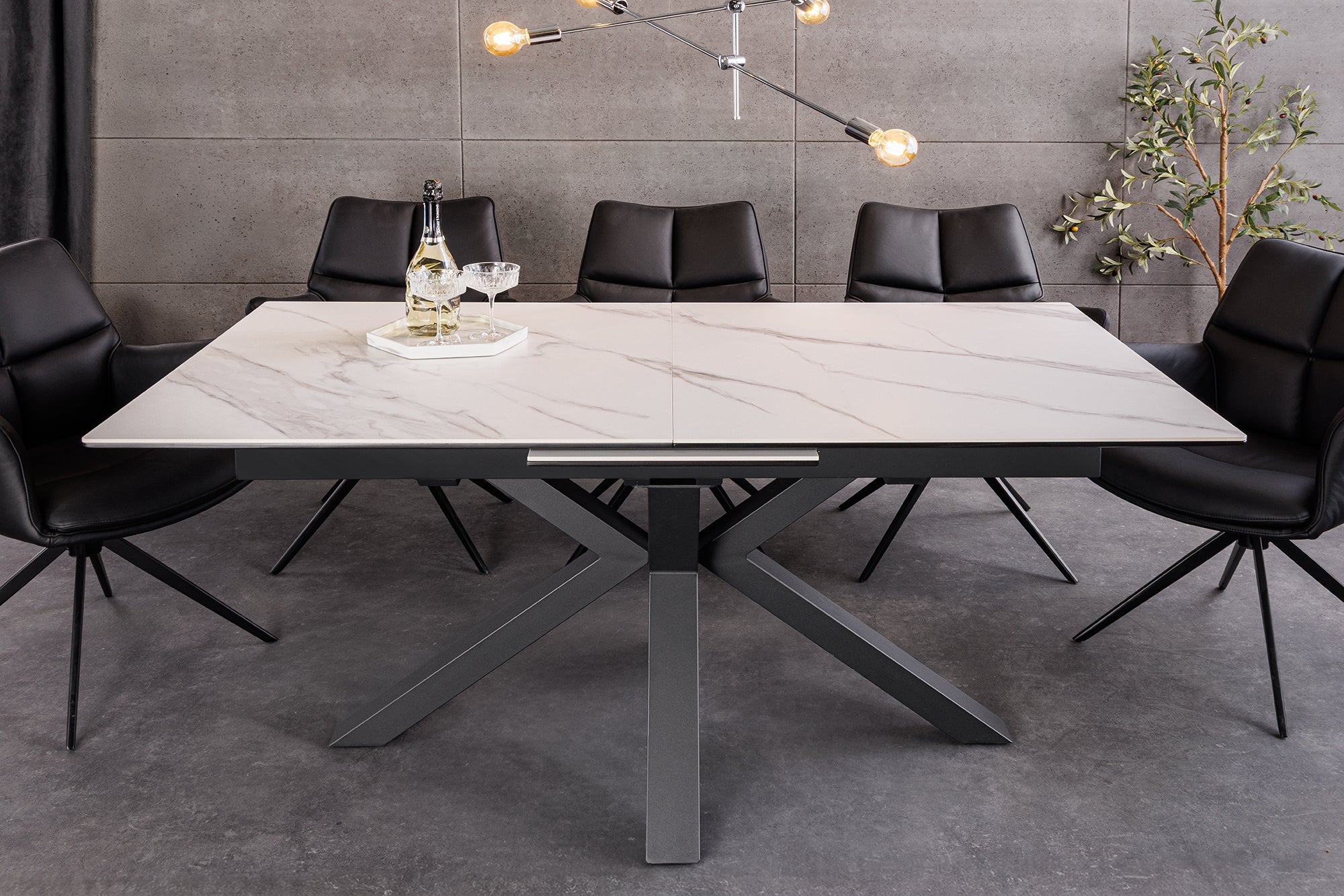 Invicta Masă dining ETERNITY - 200cm | Marmură, Sticlă, Alb