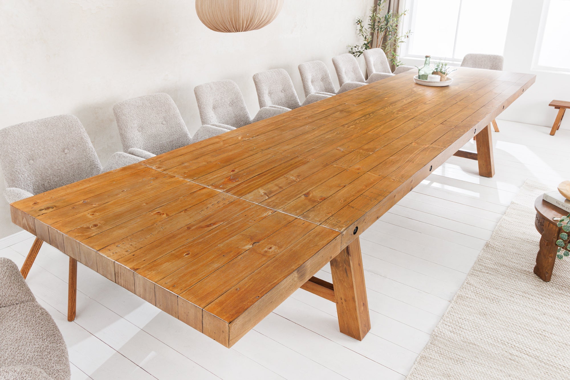 Invicta Masă dining FINCA - 400cm | Pin, Maro | 400x76x100 cm