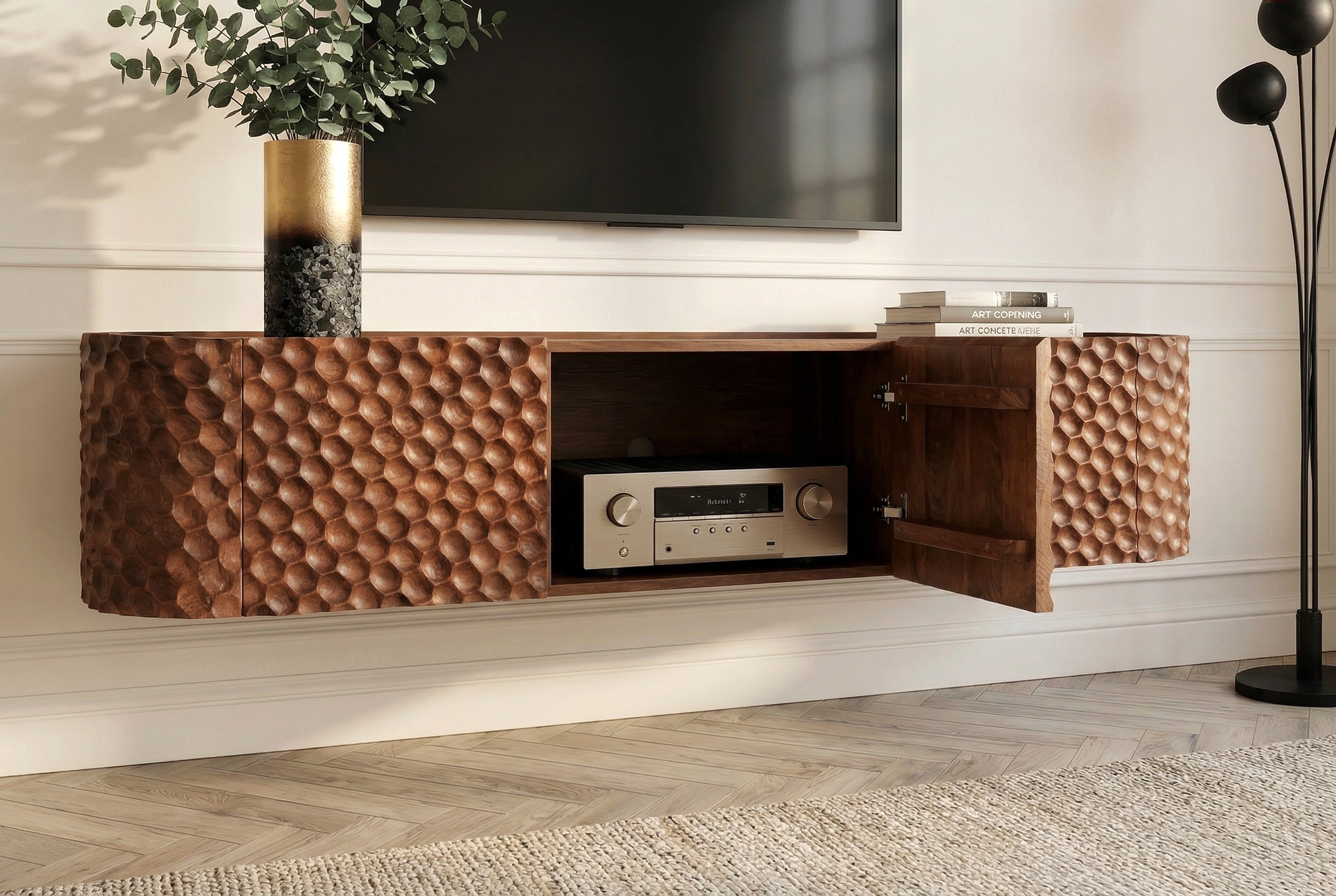 Invicta Comodă TV TV - 160cm | Mango, Negru | 160x56x43 cm