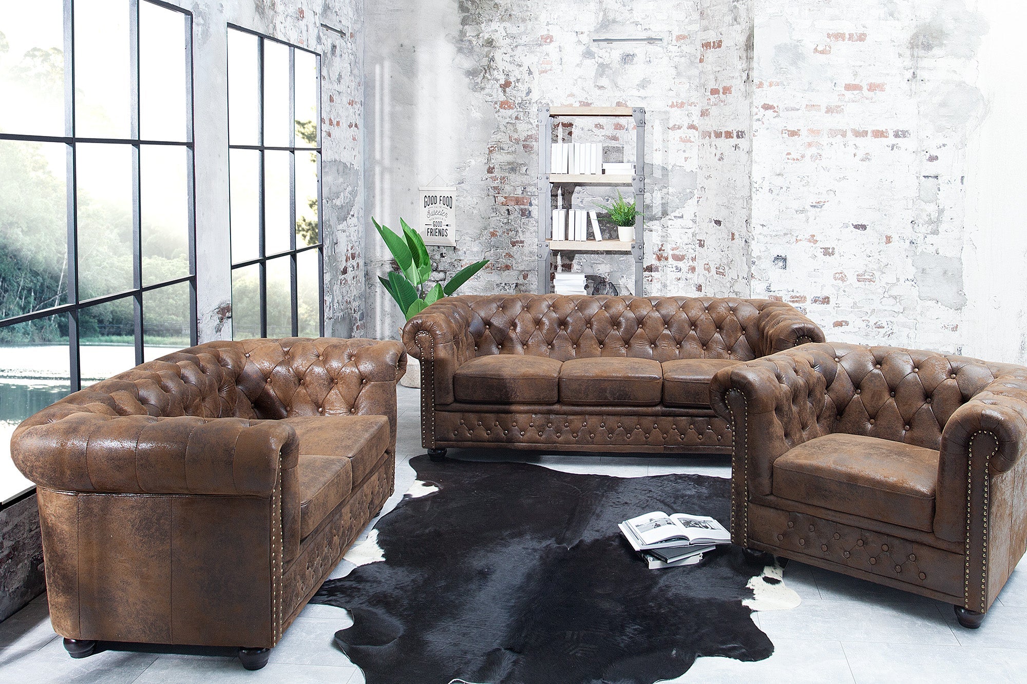 Invicta Fotoliu CHESTERFIELD | Maro | 110x75x85 cm