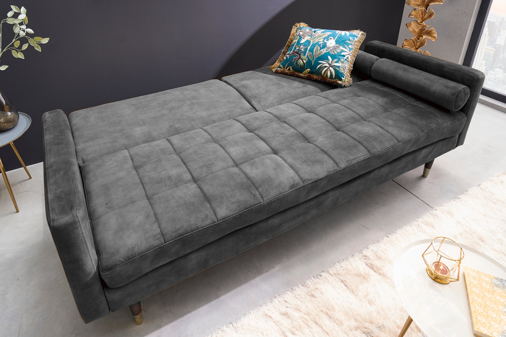 Invicta Canapea extensibilă COUTURE - 200cm | Gri | 196x80x74 cm