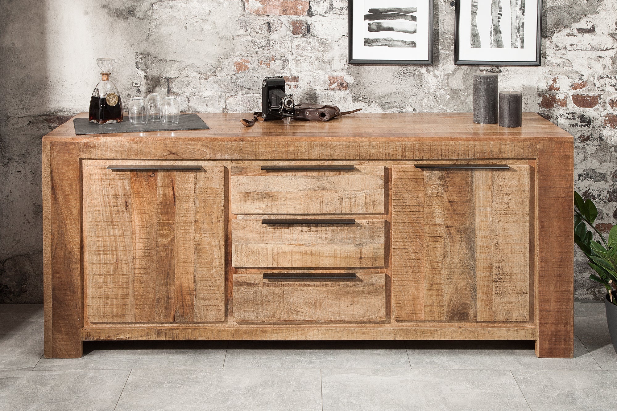 Invicta Comodă IRON CRAFT - 175cm | Mango, Natural | 174x76x50 cm