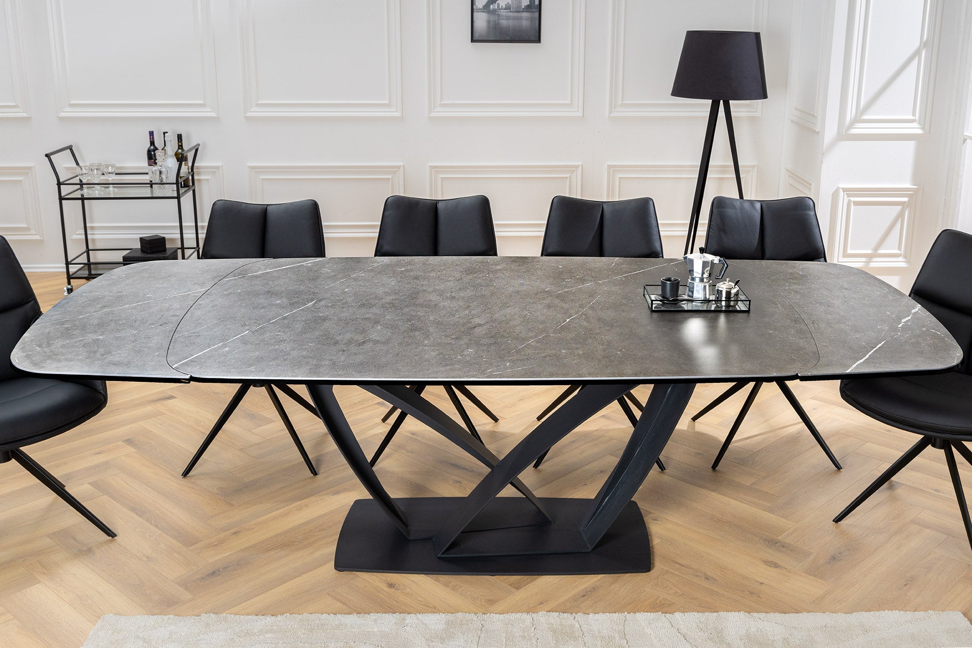 Invicta Masă dining PAPILLON - 260cm | Marmură, Sticlă, Roșu | 260x76x95 cm