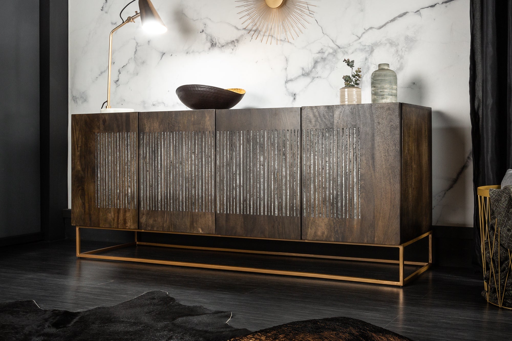 Invicta Comodă ONYX - 180cm | Mango | 177x76x45 cm