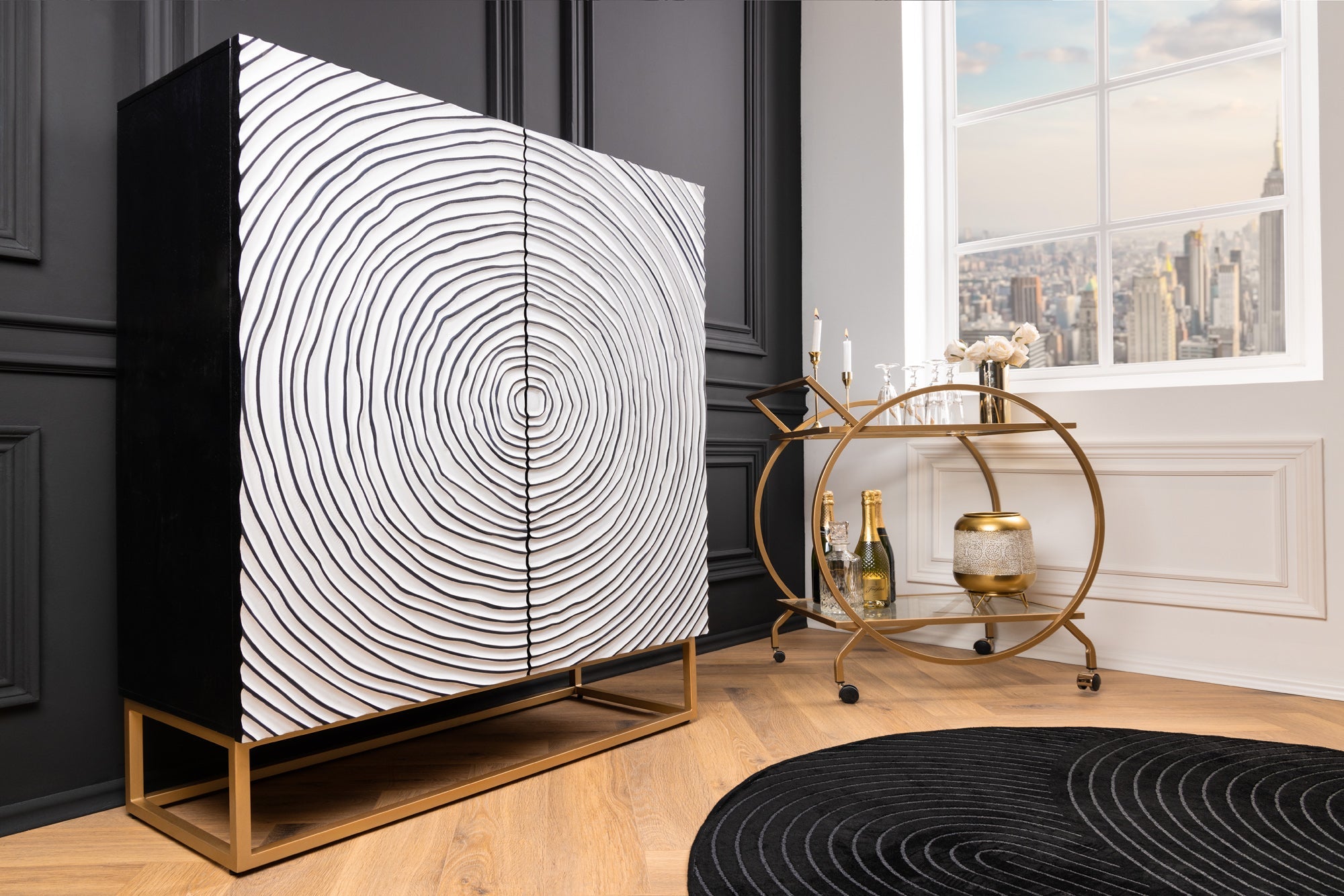 Invicta Vitrină înaltă ZEN CIRCLE - 120cm | Alb | 100x120x38 cm