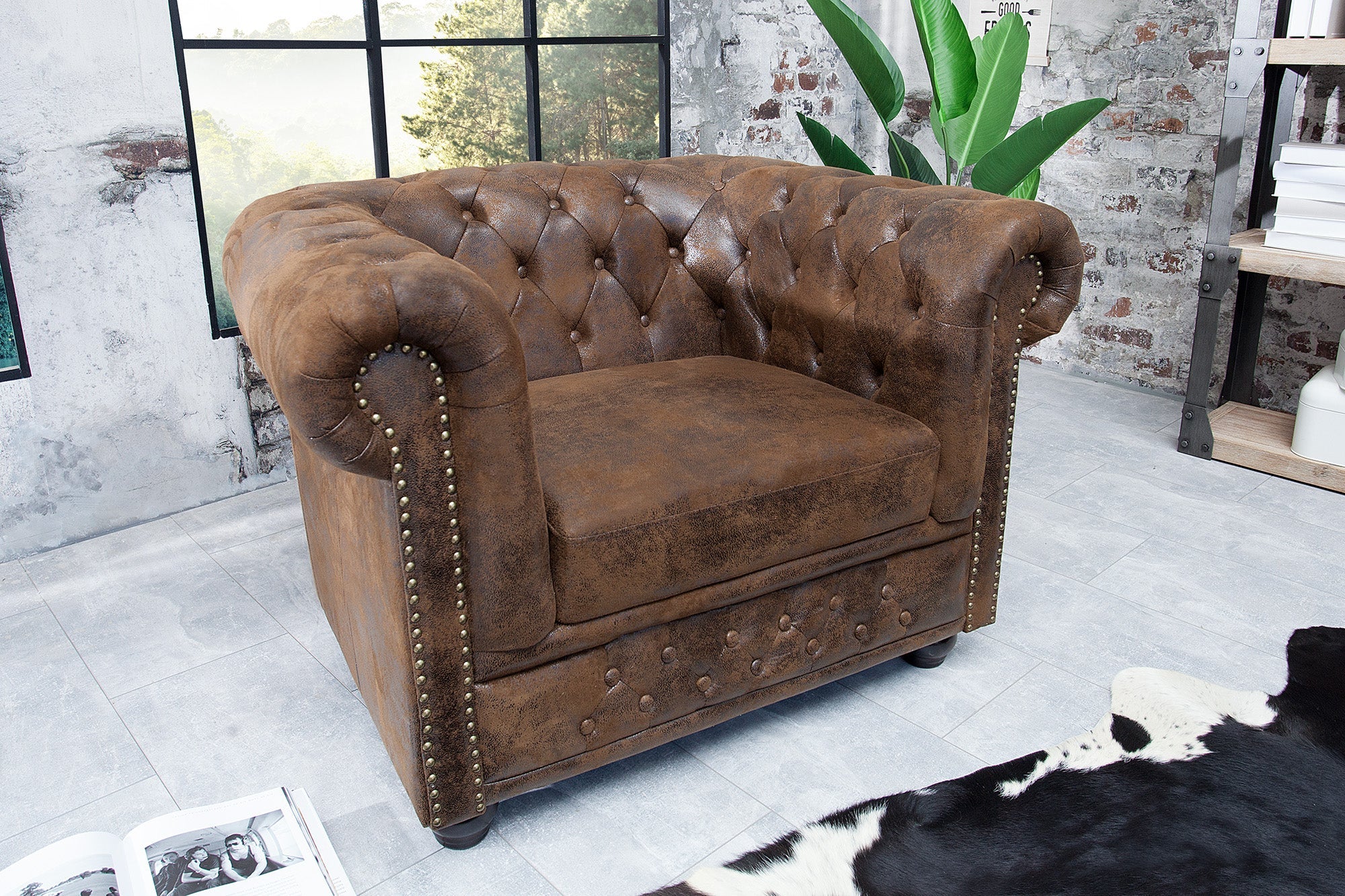 Invicta Fotoliu CHESTERFIELD | Maro | 110x75x85 cm