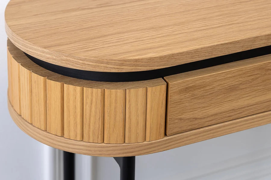 Birou Invicta Interior ATELIER 120 cm, Lemn Furniruit cu Aspect de Stejar Natural și Cadru Metalic Negru