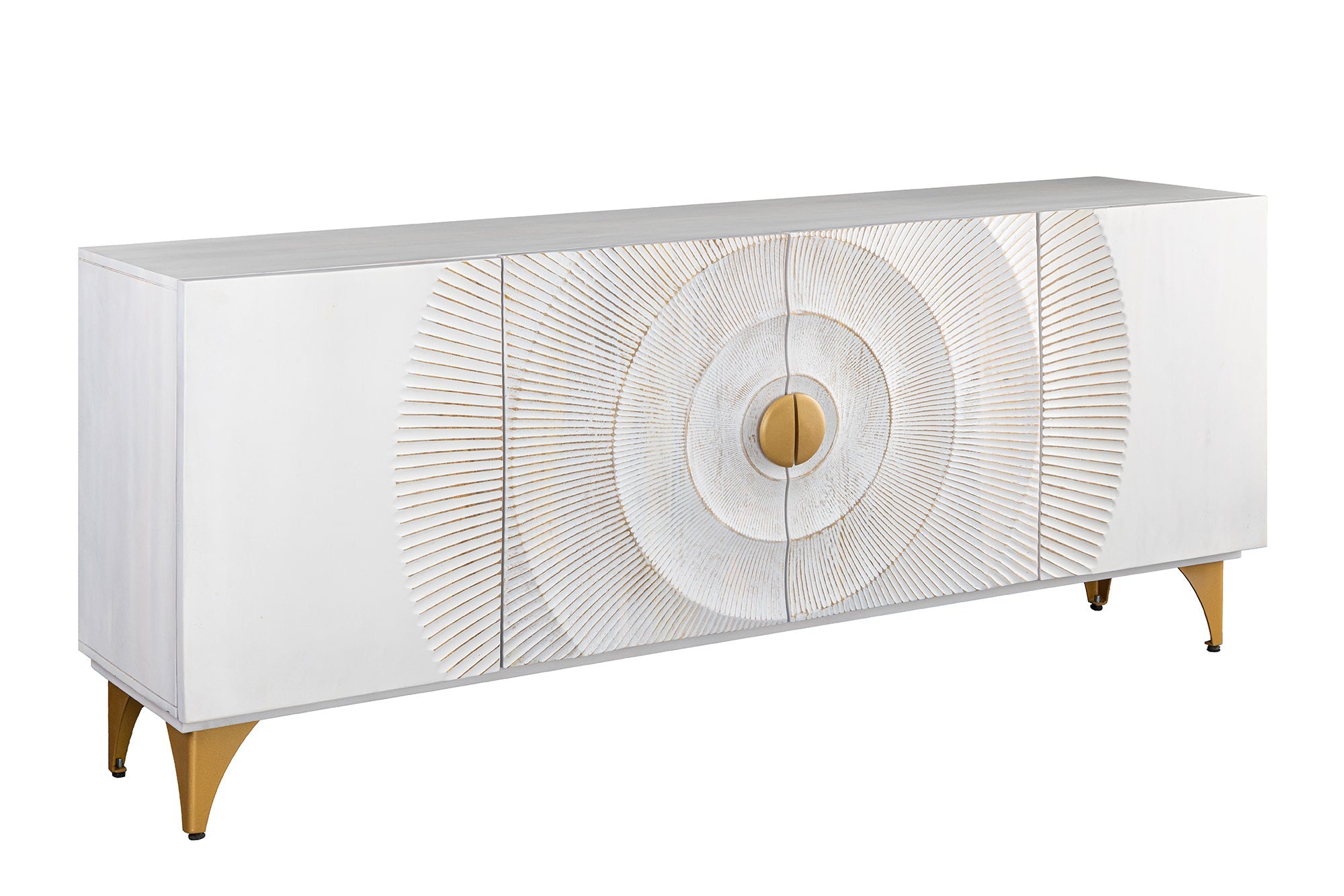 Invicta Comodă GOLDEN SUNSET - 180cm | Mango, Alb | 177x76x38 cm