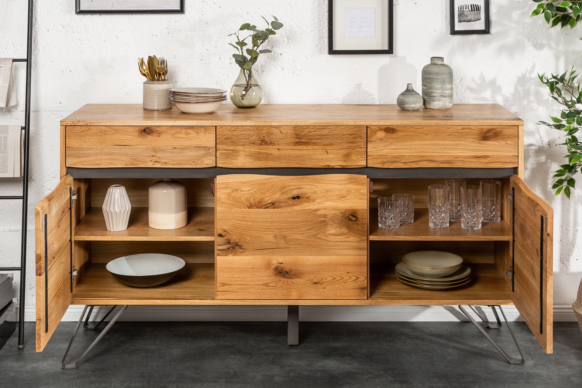 Invicta Comodă LIVING EDGE - 160cm | Stejar | 160x88x45 cm