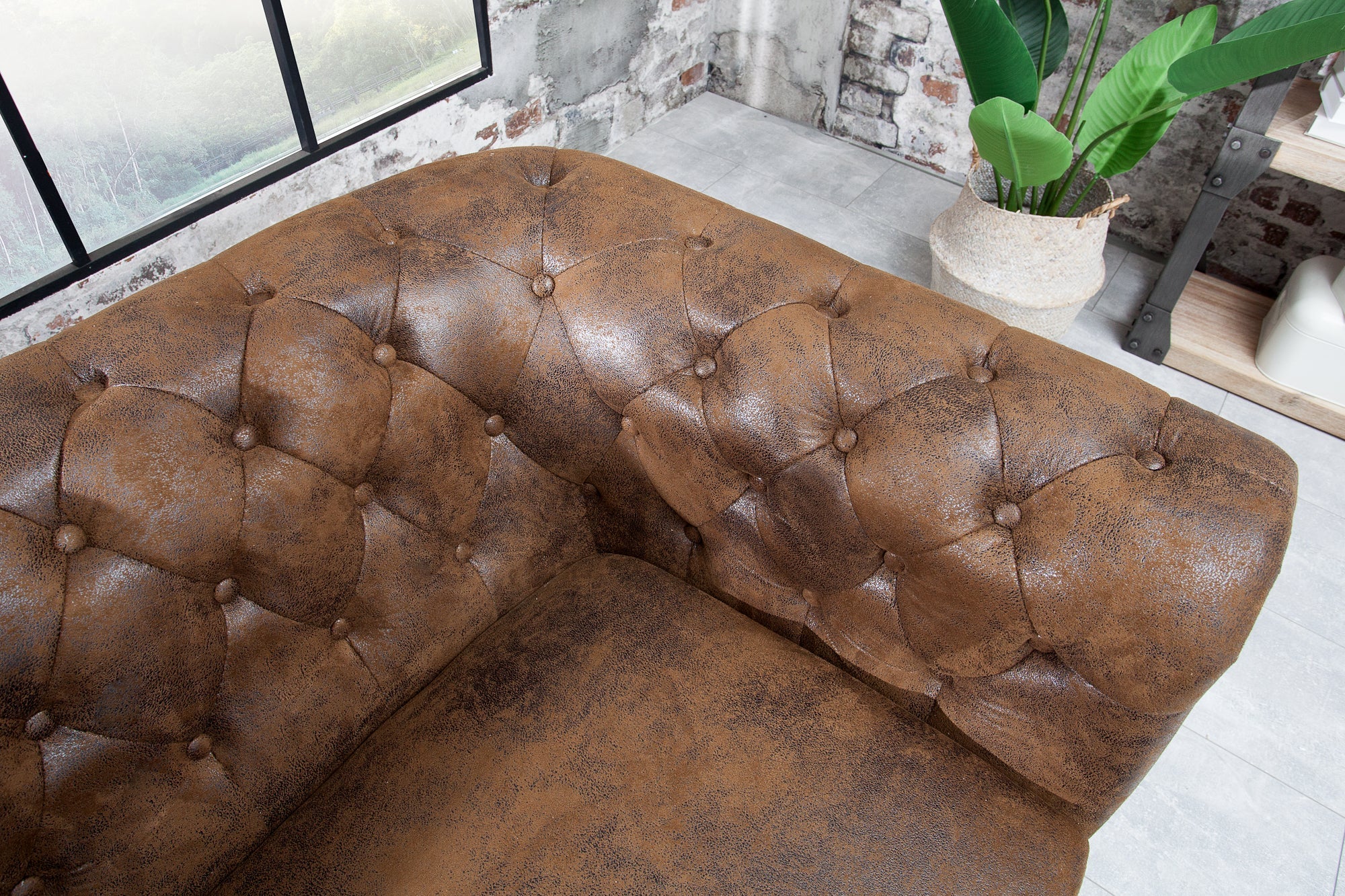 Invicta Canapea CHESTERFIELD - 3 Locuri | Maro | 205x75x85 cm