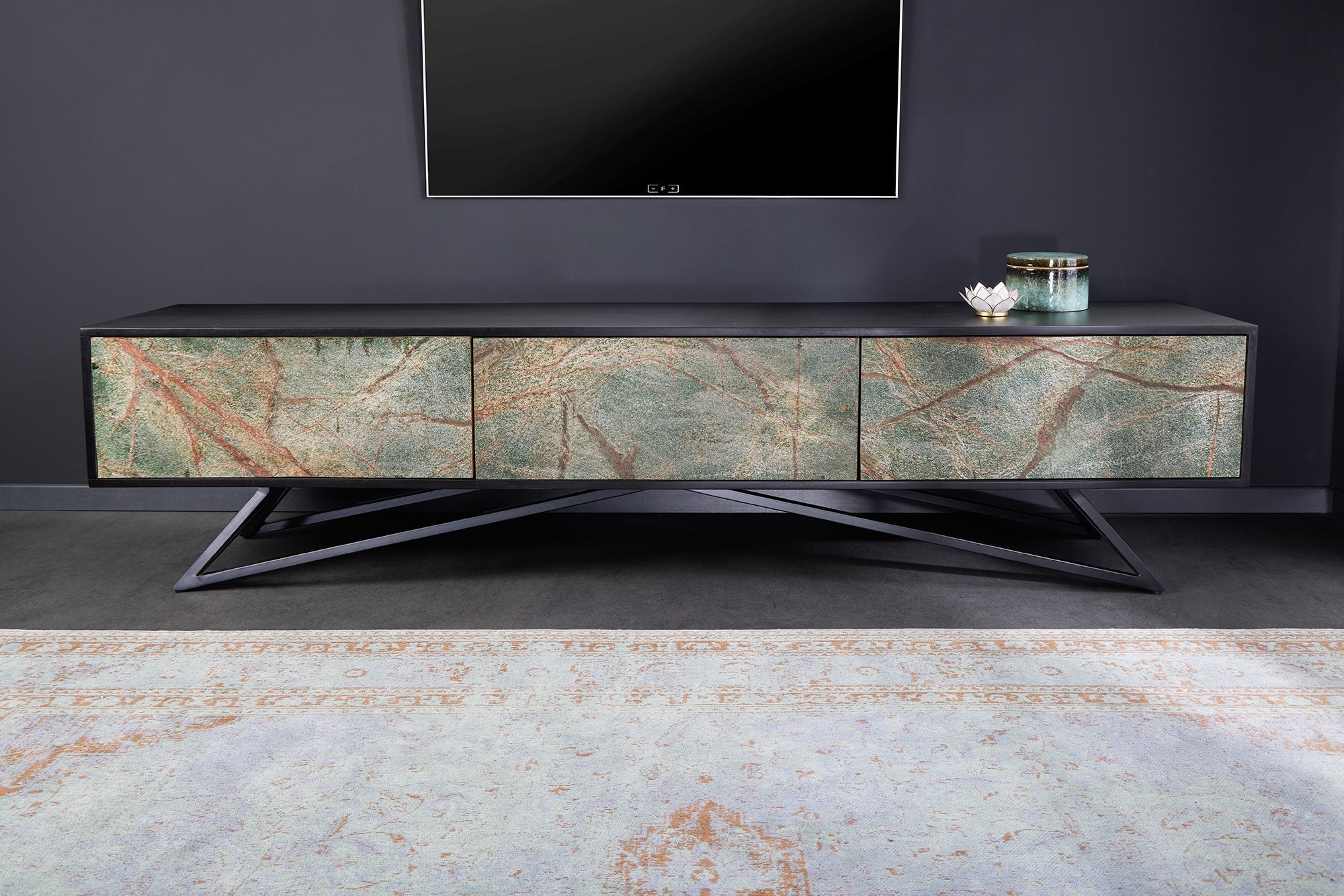 Invicta Comodă TV TV - 200cm | Acacia, Negru | 200x50x38 cm