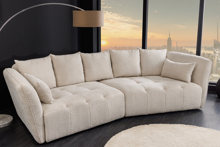 Canapea / Daybed XL Invicta Interior ROYAL 295 cm, Huse Detașabile, Țesătură Bouclé Bej Șampanie